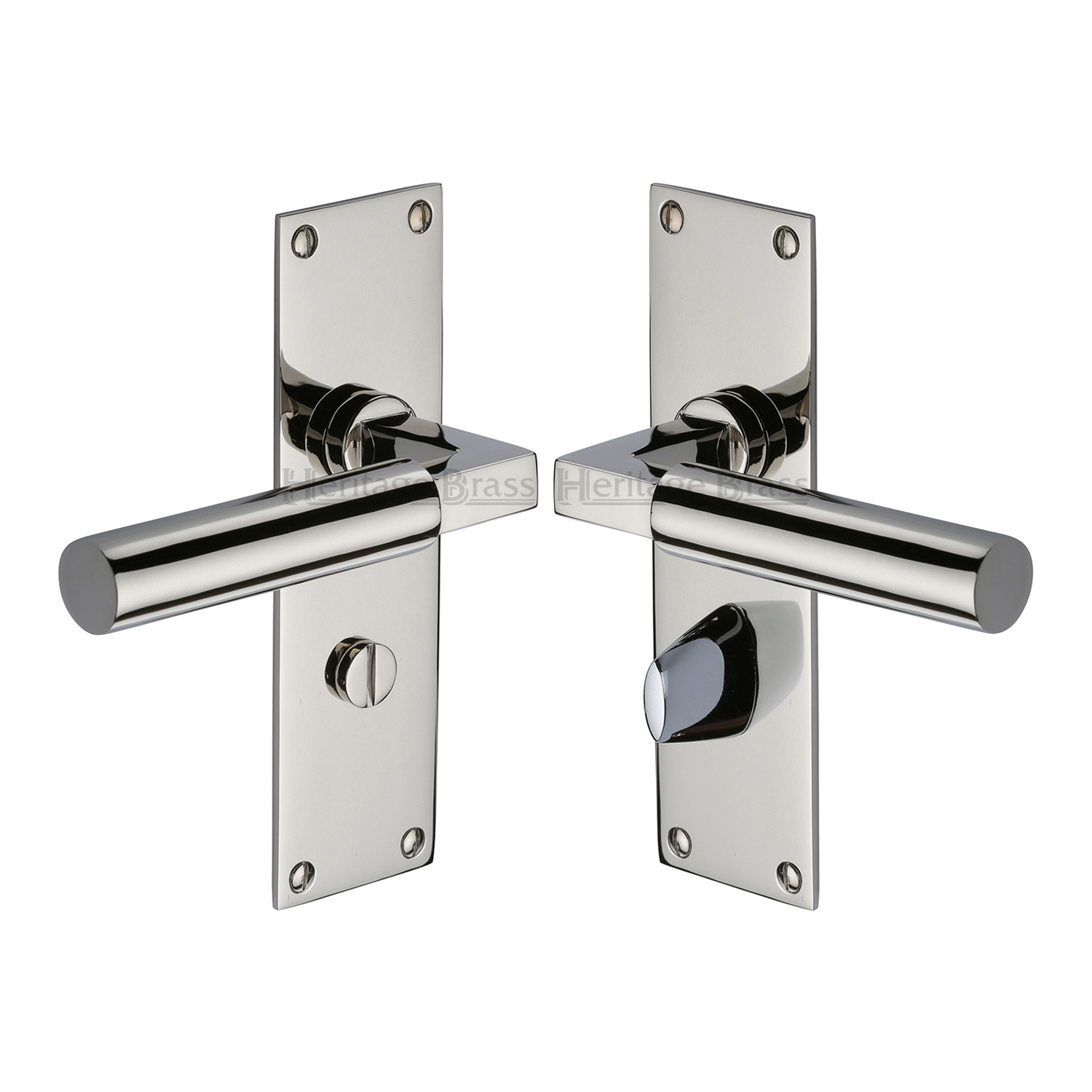 Heritage Brass Door Handle for Bathroom Bauhaus Design