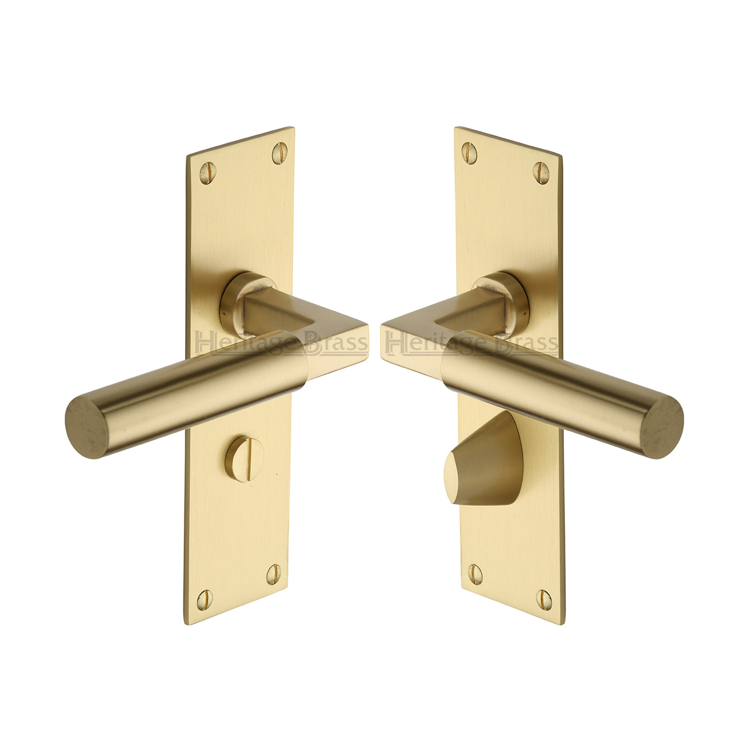 Heritage Brass Door Handle for Bathroom Bauhaus Design