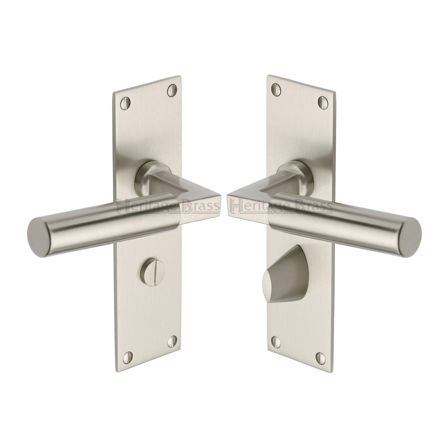Heritage Brass Door Handle for Bathroom Bauhaus Design