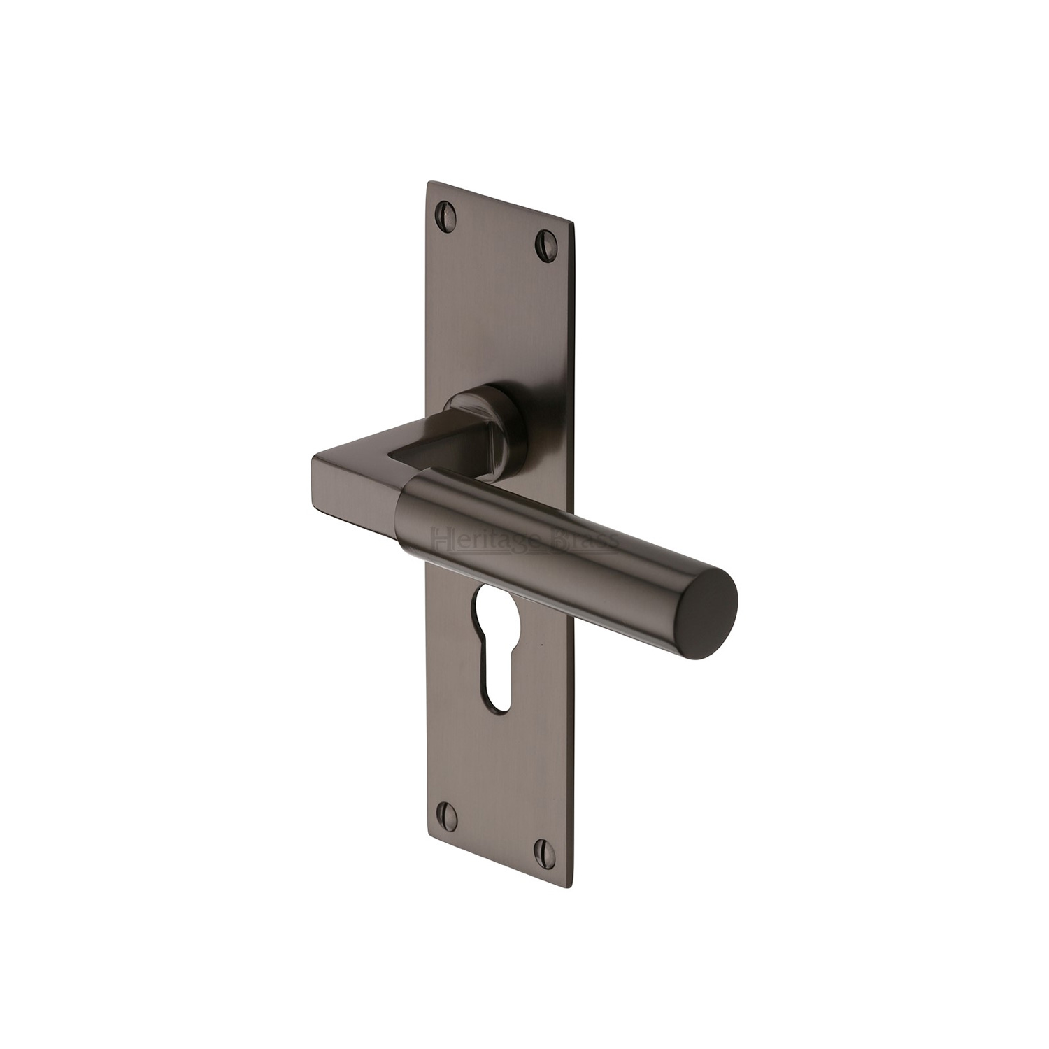 Heritage Brass Door Handle for Euro Profile Plate Bauhaus Design