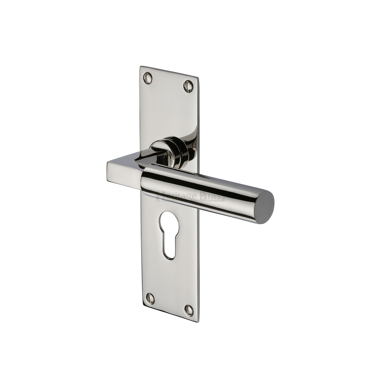 Heritage Brass Door Handle for Euro Profile Plate Bauhaus Design