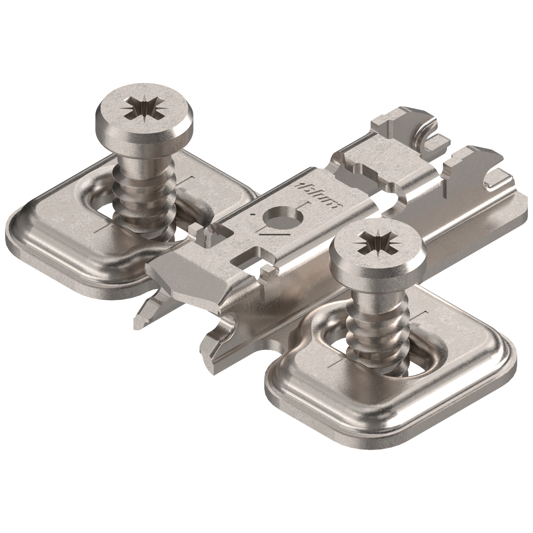 Blum Clip Top Mounting Plate - Cruciform Cam - Adjustable - Pre-mounted Screws - For Wide Hinges - 0mm