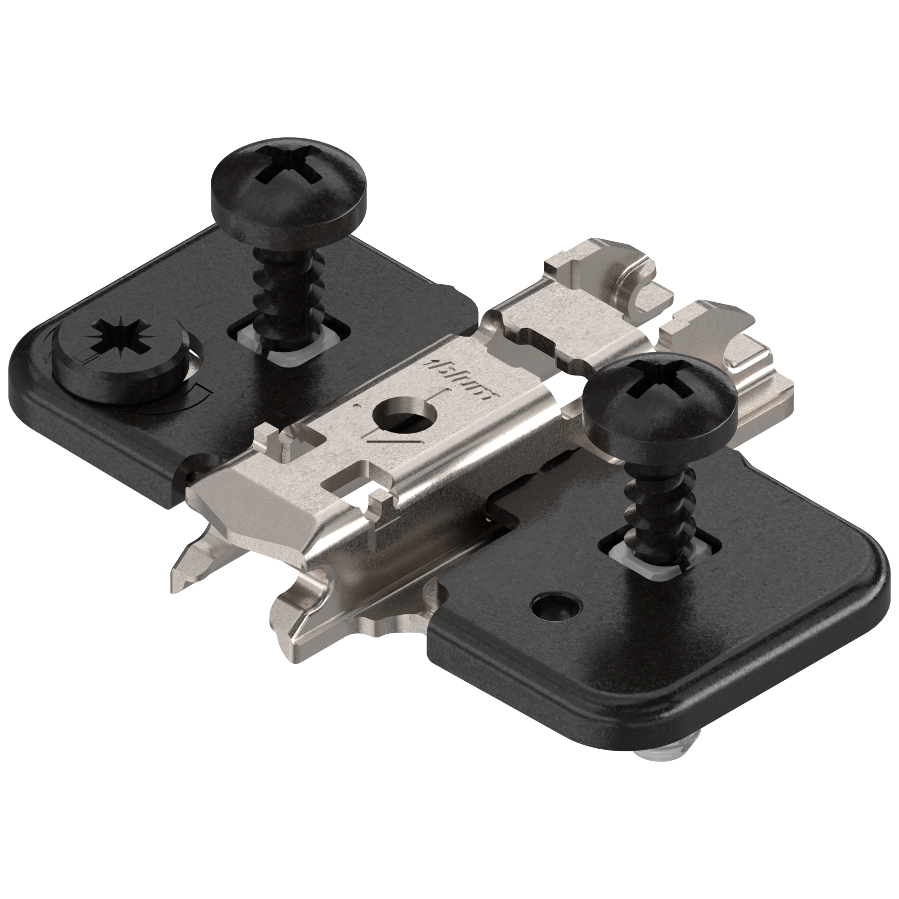Clip Top Cruciform Cam Mounting Plate inc Screws with Split Expando Dowels - 0mm - Onyx Black - Austrian