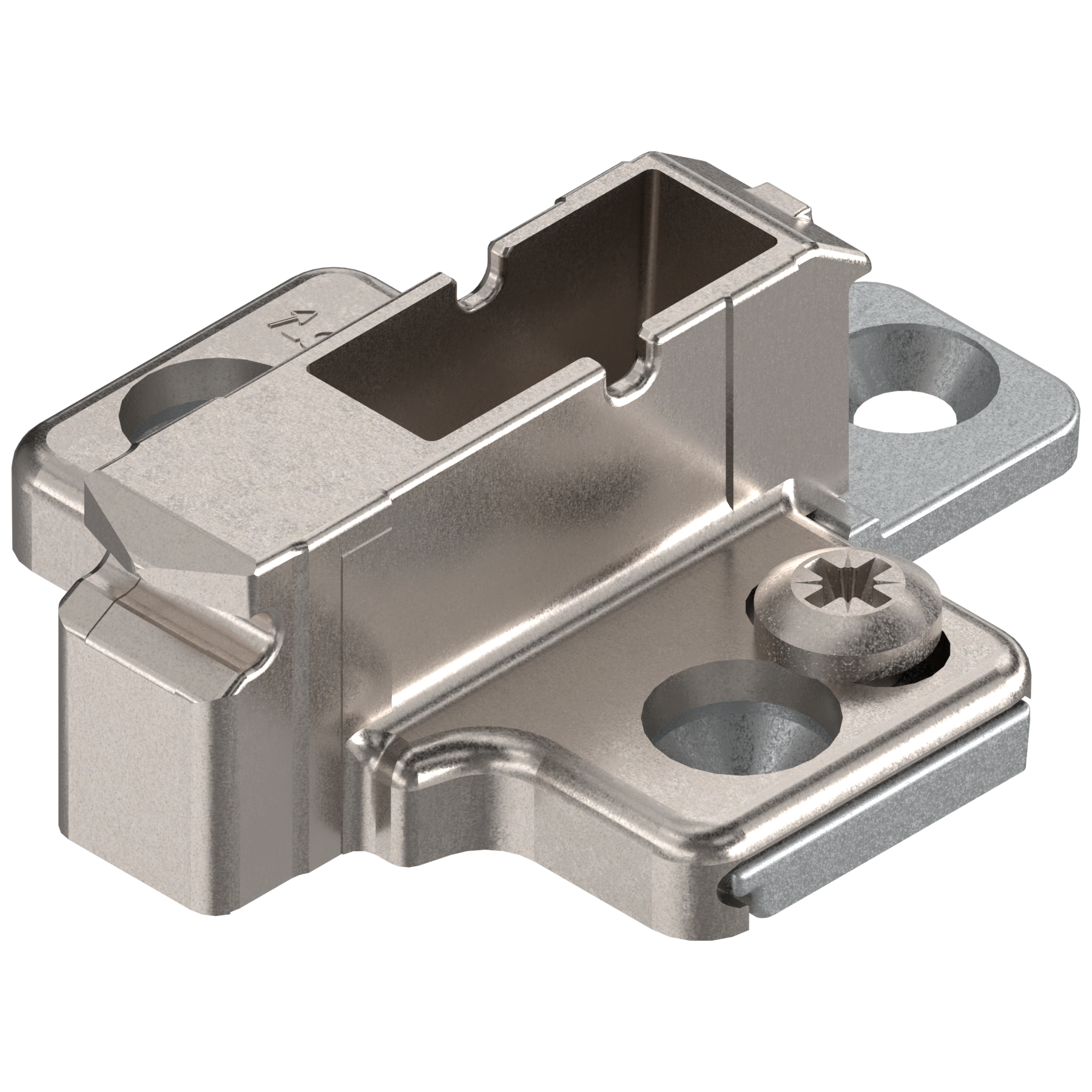 Blum Clip Top Mounting Plate - Cruciform Cam - Adjustable - Screw-on - 0mm - Nickel Plate