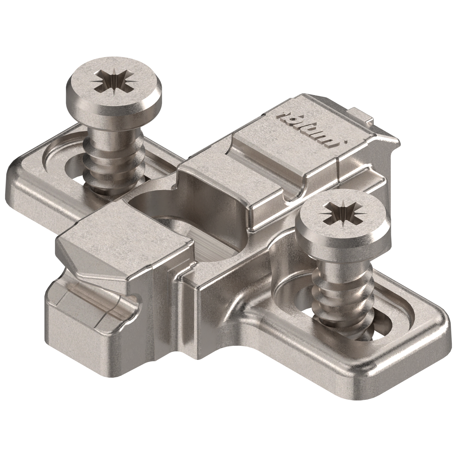 Blum Clip Top Mounting Plate - Cruciform Cam Adjustable with Pre Mounted Screws - Nickel