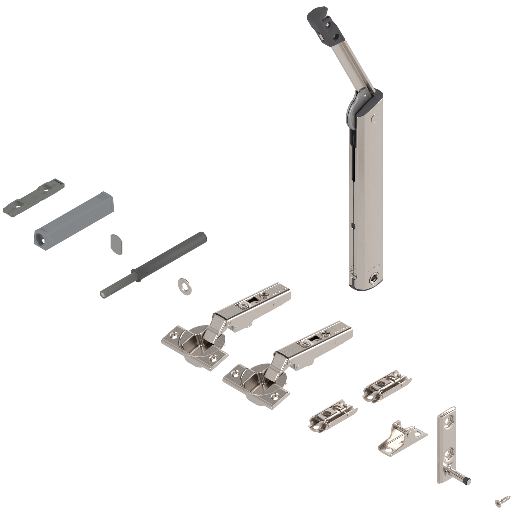 Blum Aventos HK-XS Tip-On Lift Mechanism Complete Set c/w Tip-on Piston & Adapter Plates