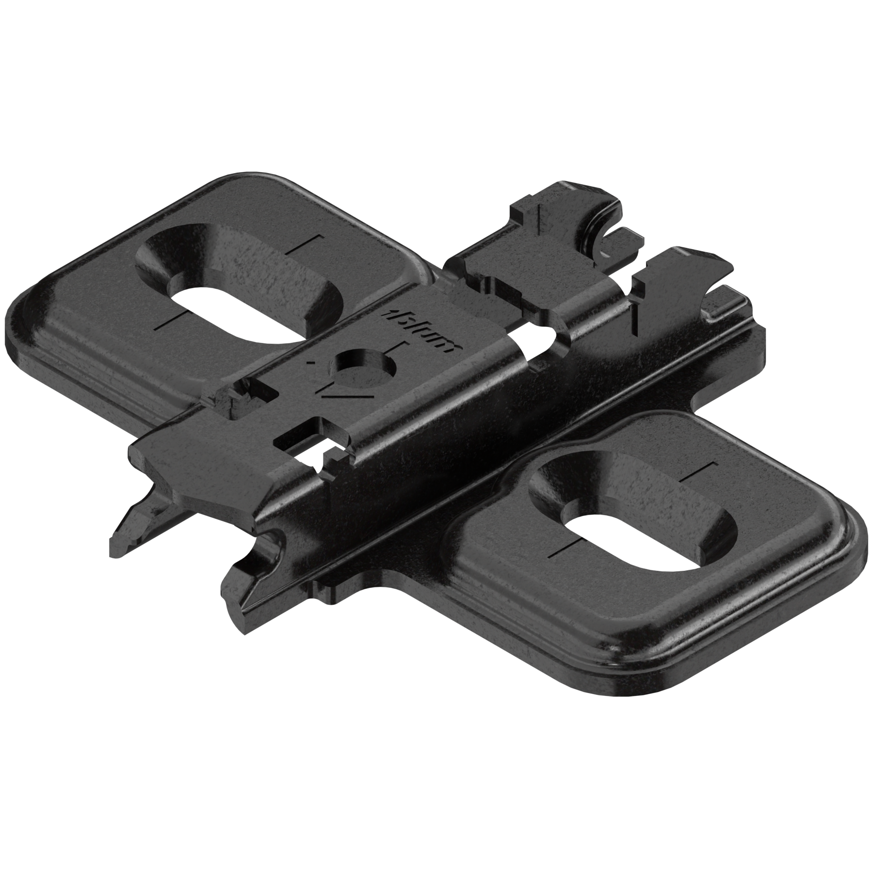 Blum Clip Top Mounting Plate - Cruciform Adjustable Mounting Platewith Elongated Hole - Onyx Black