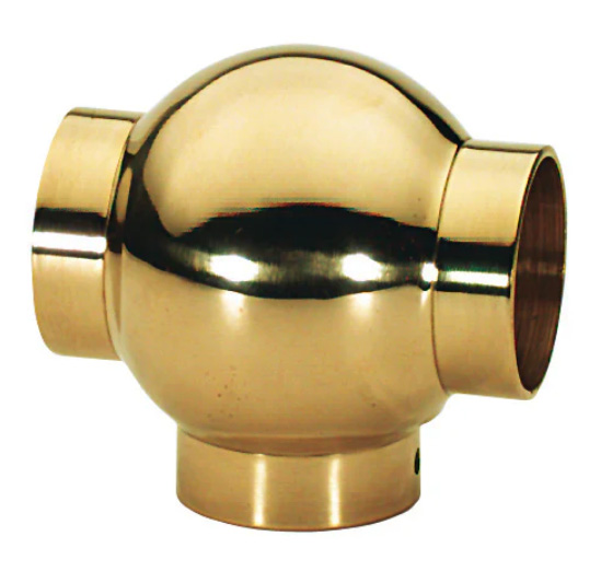 Premium Solid Brass Ball Tee - 38mm Diameter Ø - Polished Brass