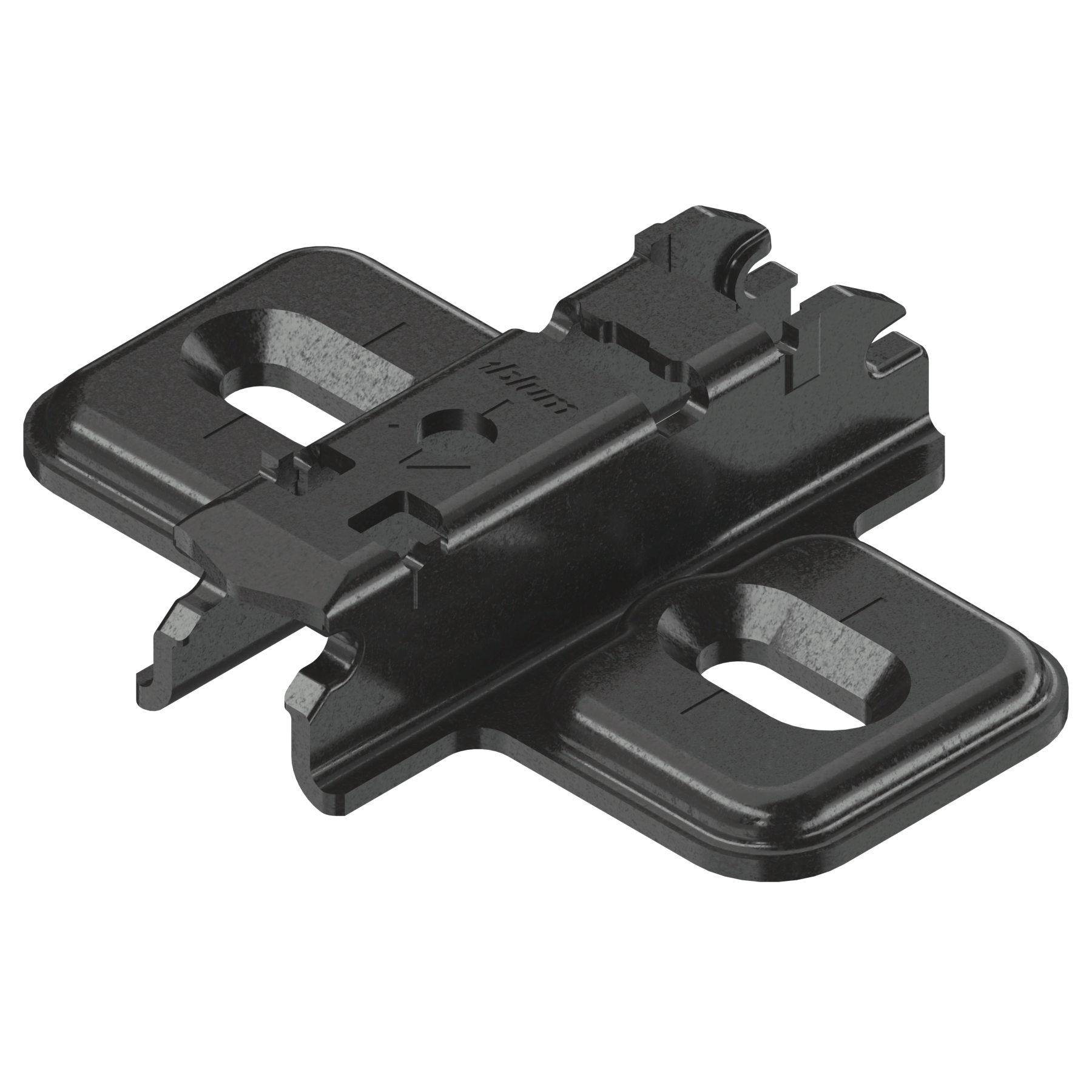 Blum CLIP top Mounting Plate - Cruciform Adjustable Elongated Hole - Onyx Black