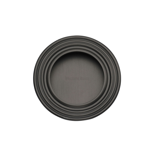 Round Reeded Flush Pull - 63.5mm Diameter - Matt Bronze