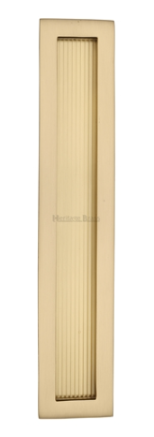 Reeded Rectangular Flush Pull 300 x 58mm Satin Brass