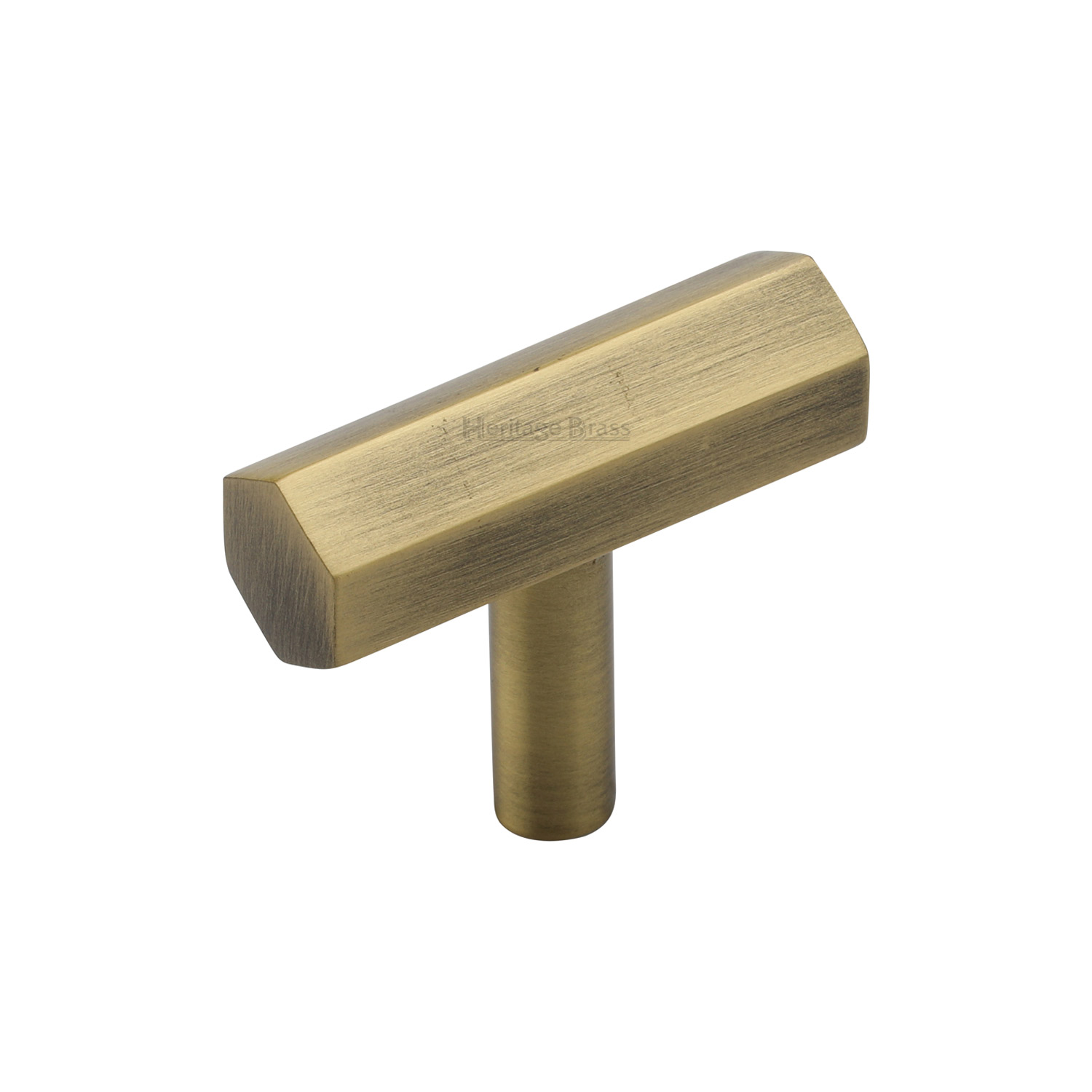 Heritage Brass Cabinet Knob Hexagon Bar Design 41mm