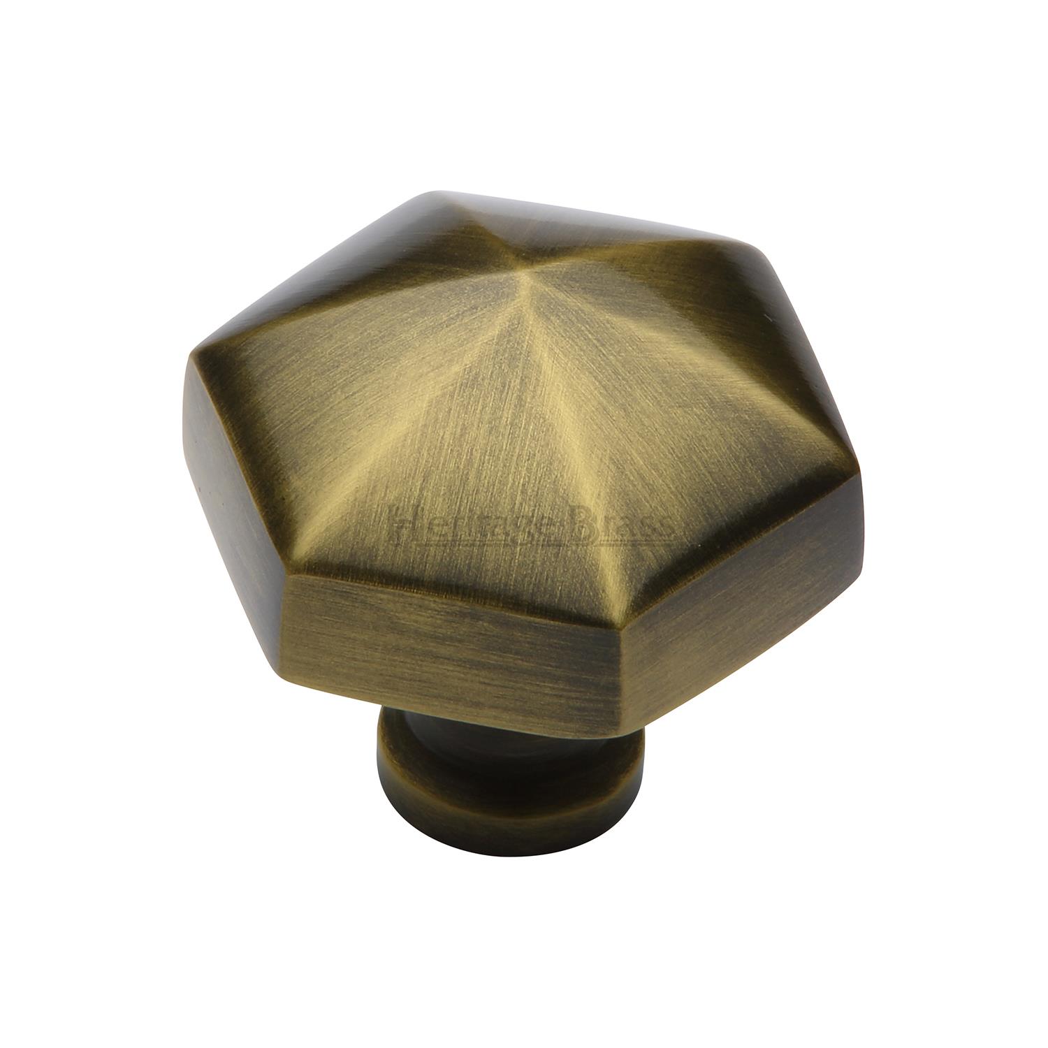 Heritage Brass Cabinet Knob Classic Hexagon Design 32mm
