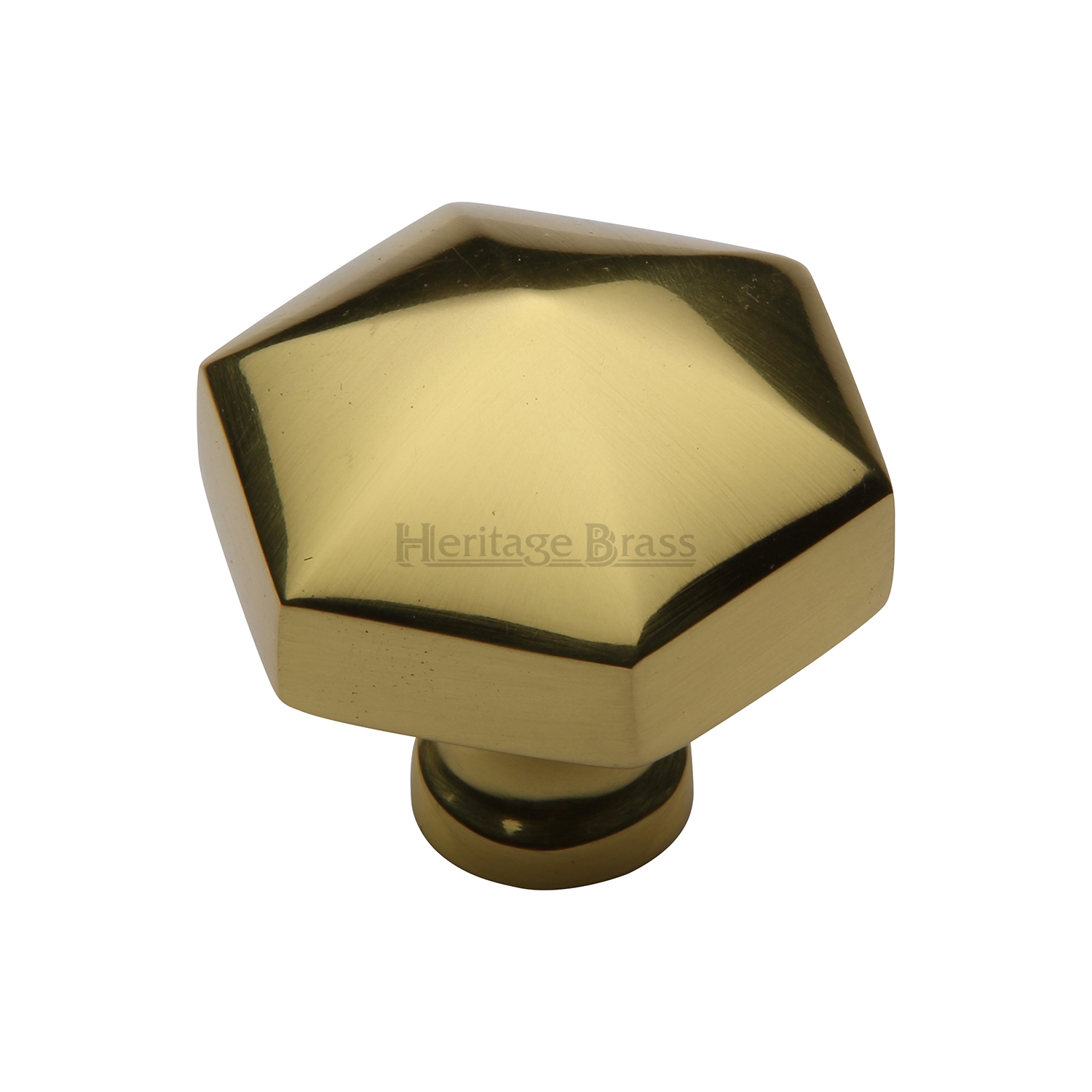 Heritage Brass Cabinet Knob Classic Hexagon Design 32mm