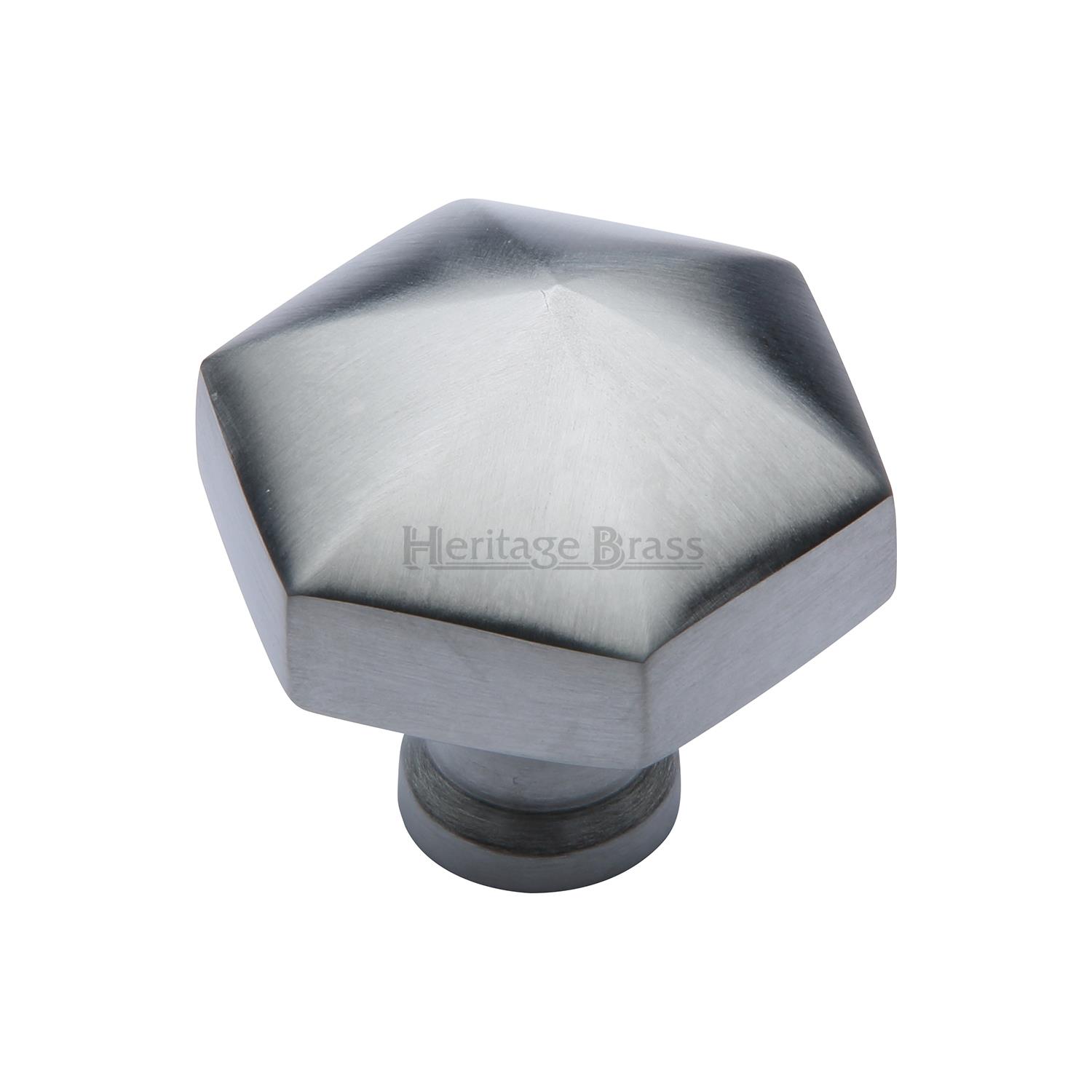 Heritage Brass Cabinet Knob Classic Hexagon Design 32mm