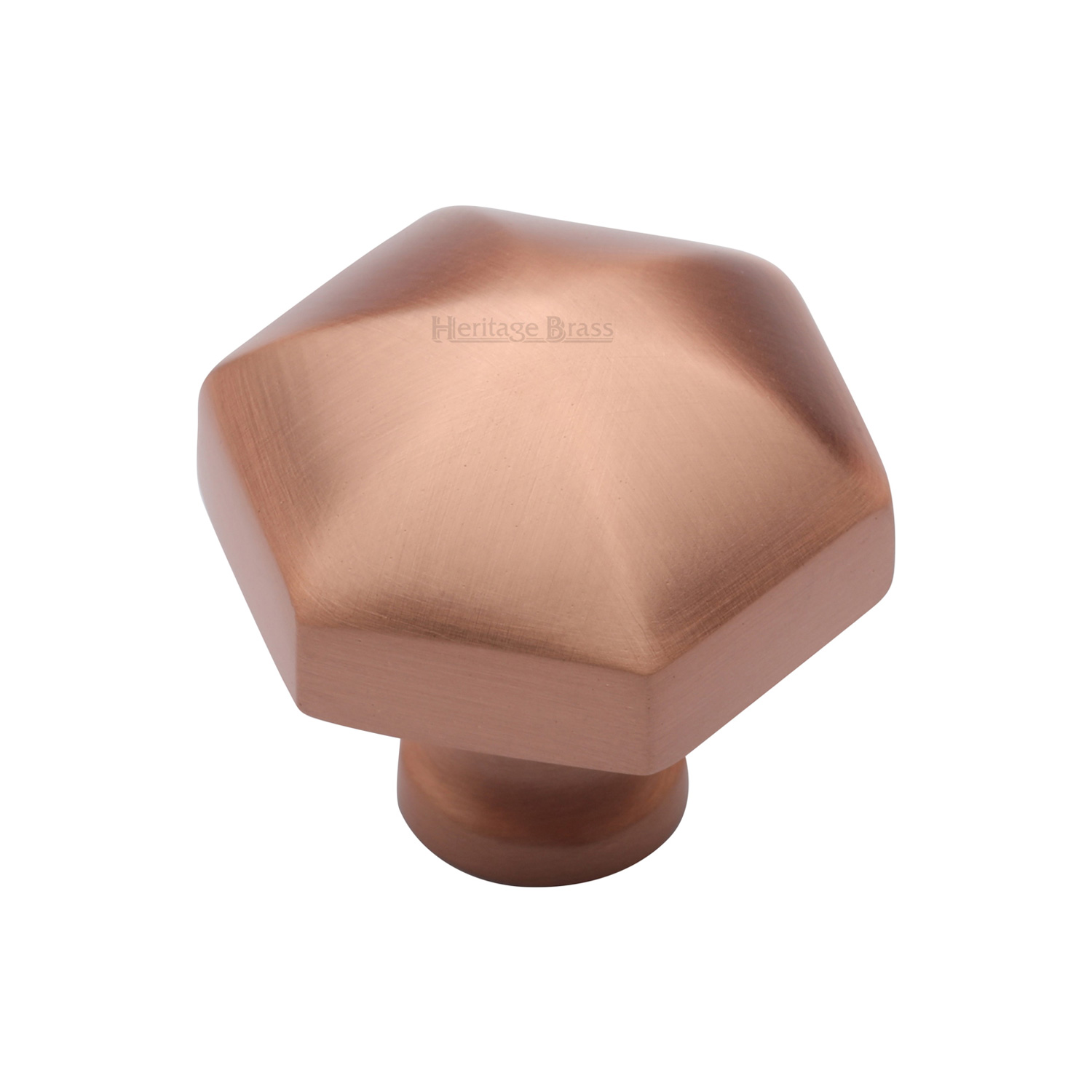 Heritage Brass Cabinet Knob Classic Hexagon Design 32mm