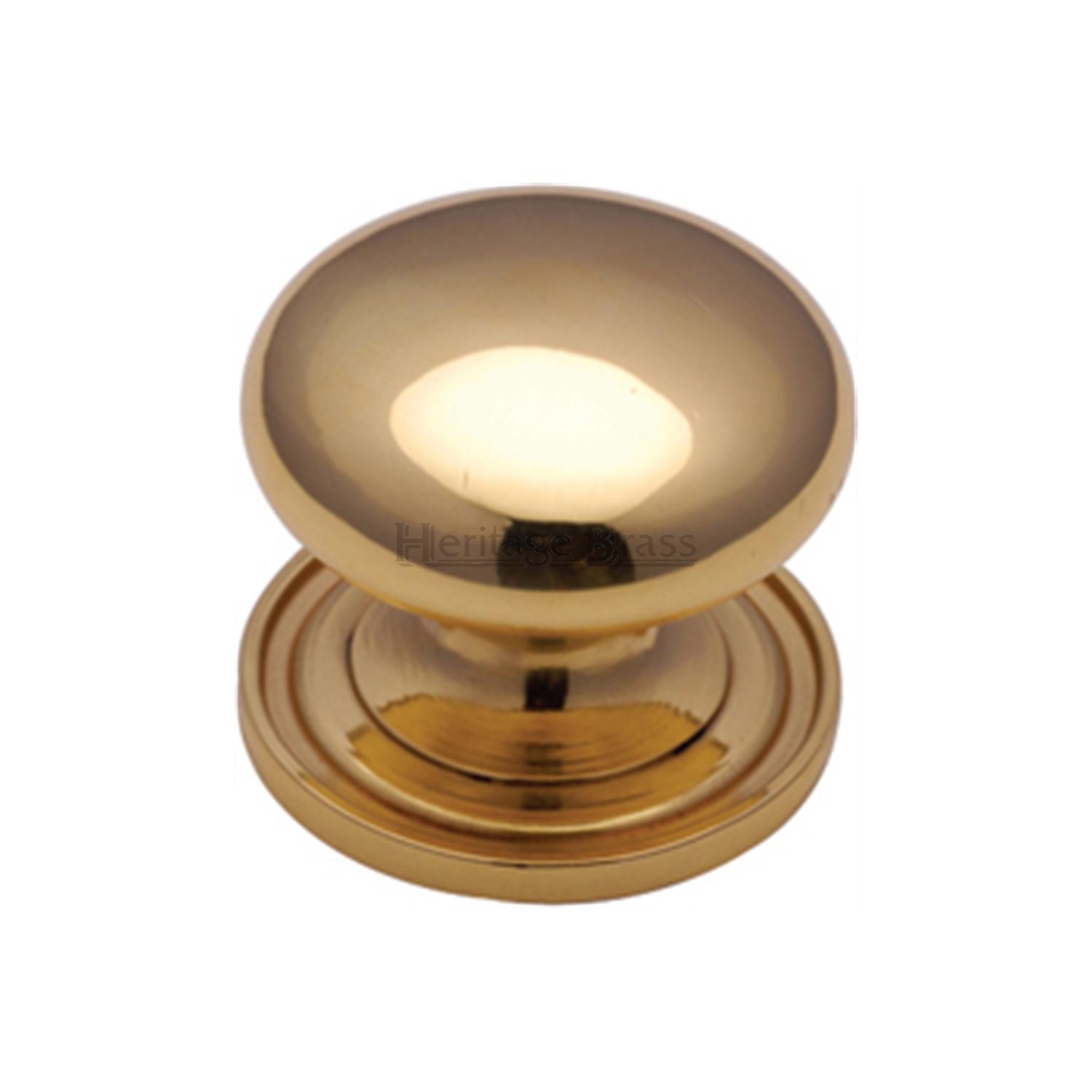 Heritage Brass Cabinet Knob Victorian Round Design with base 38mm - Polished Brass
