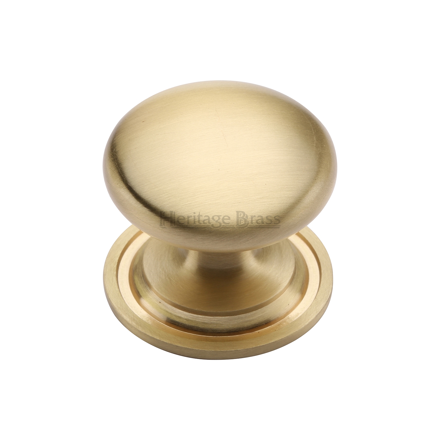 Heritage Brass Cabinet Knob Victorian Round Design with base 38mm - Satin Brass