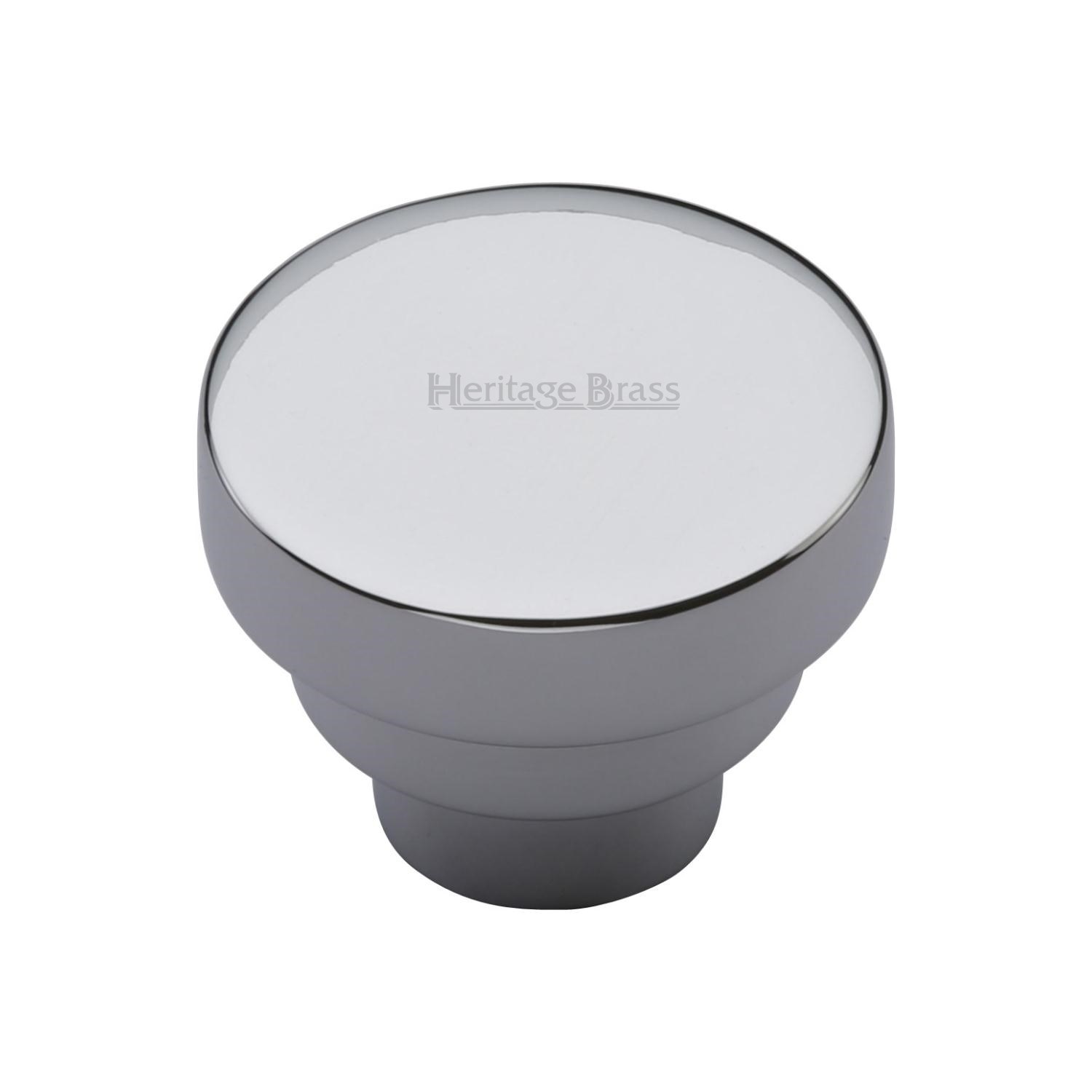 Heritage Brass Cabinet Knob Round Stepped Design 38mm
