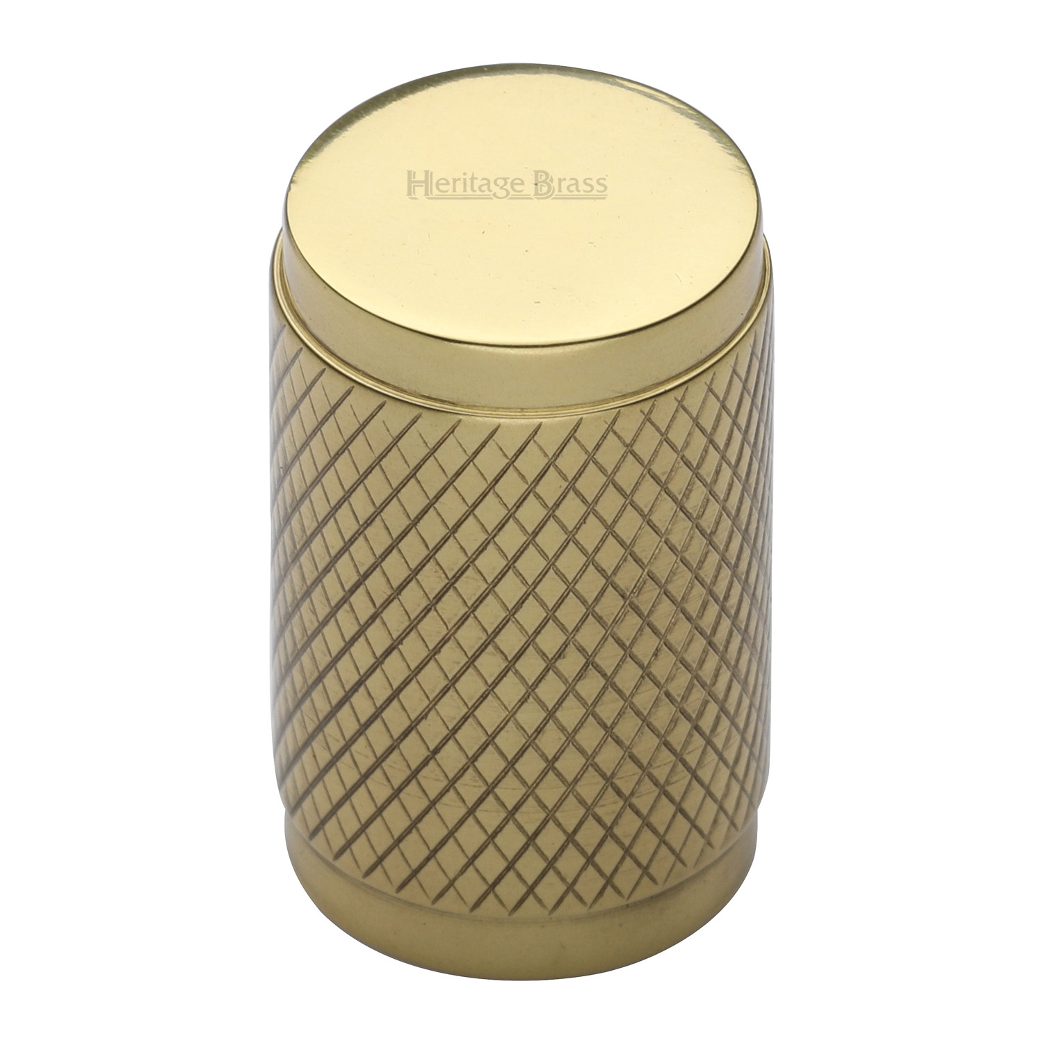 Heritage Brass Cabinet Knob Cylindric Knurled Design 21mm