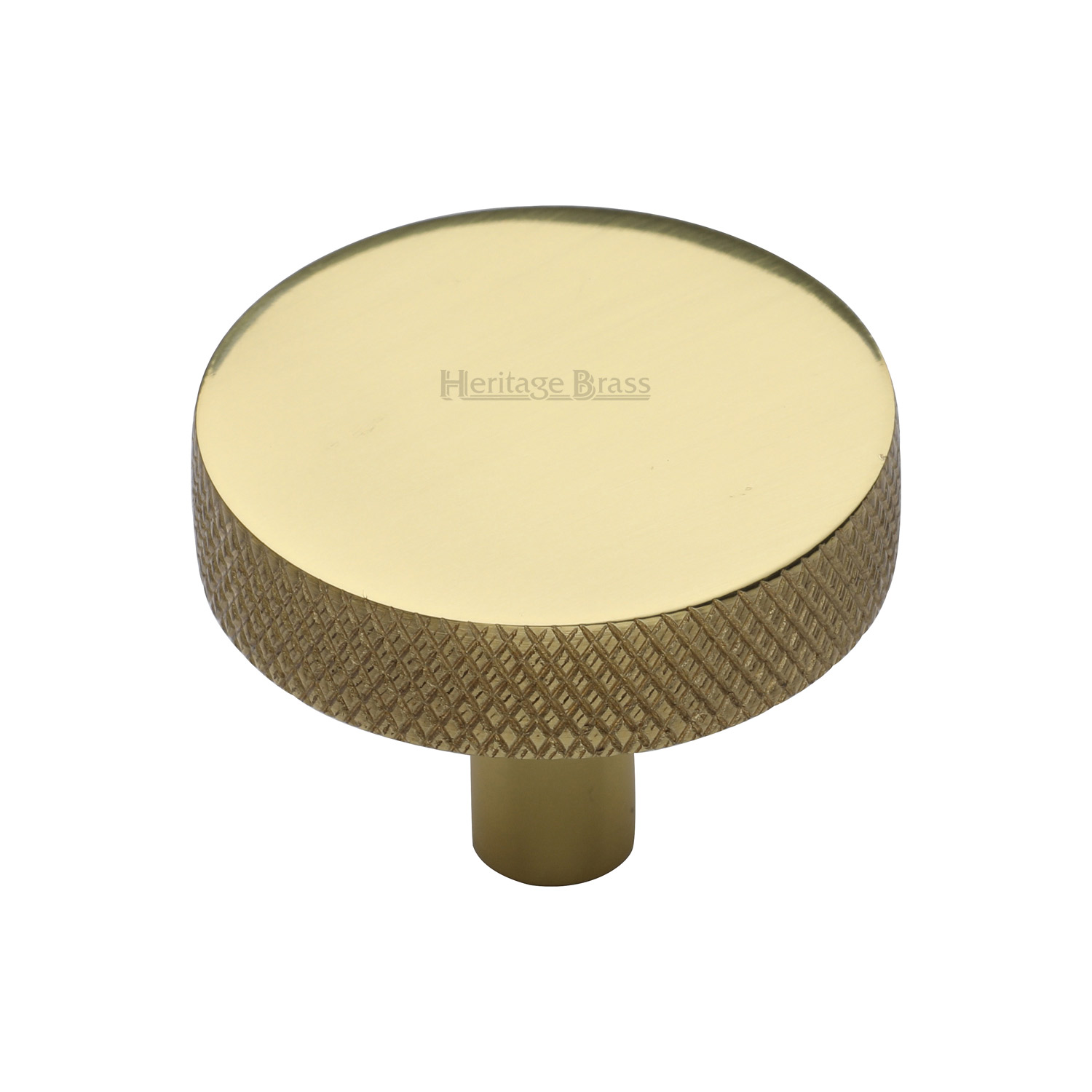 Heritage Brass Cabinet Knob Knurled Disc Design 38mm
