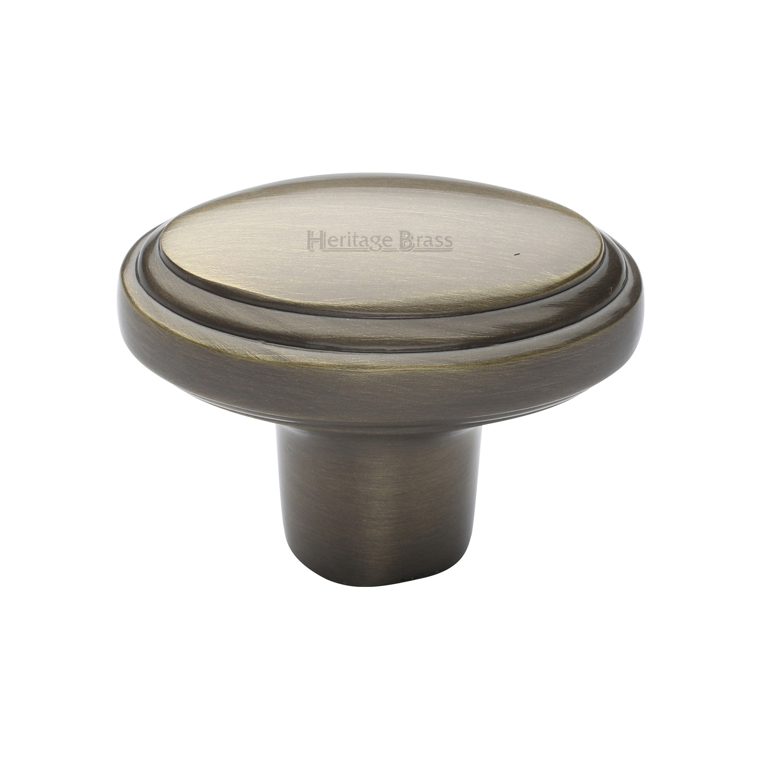 Heritage Brass Cabinet Knob Stepped Oval Design 41mm