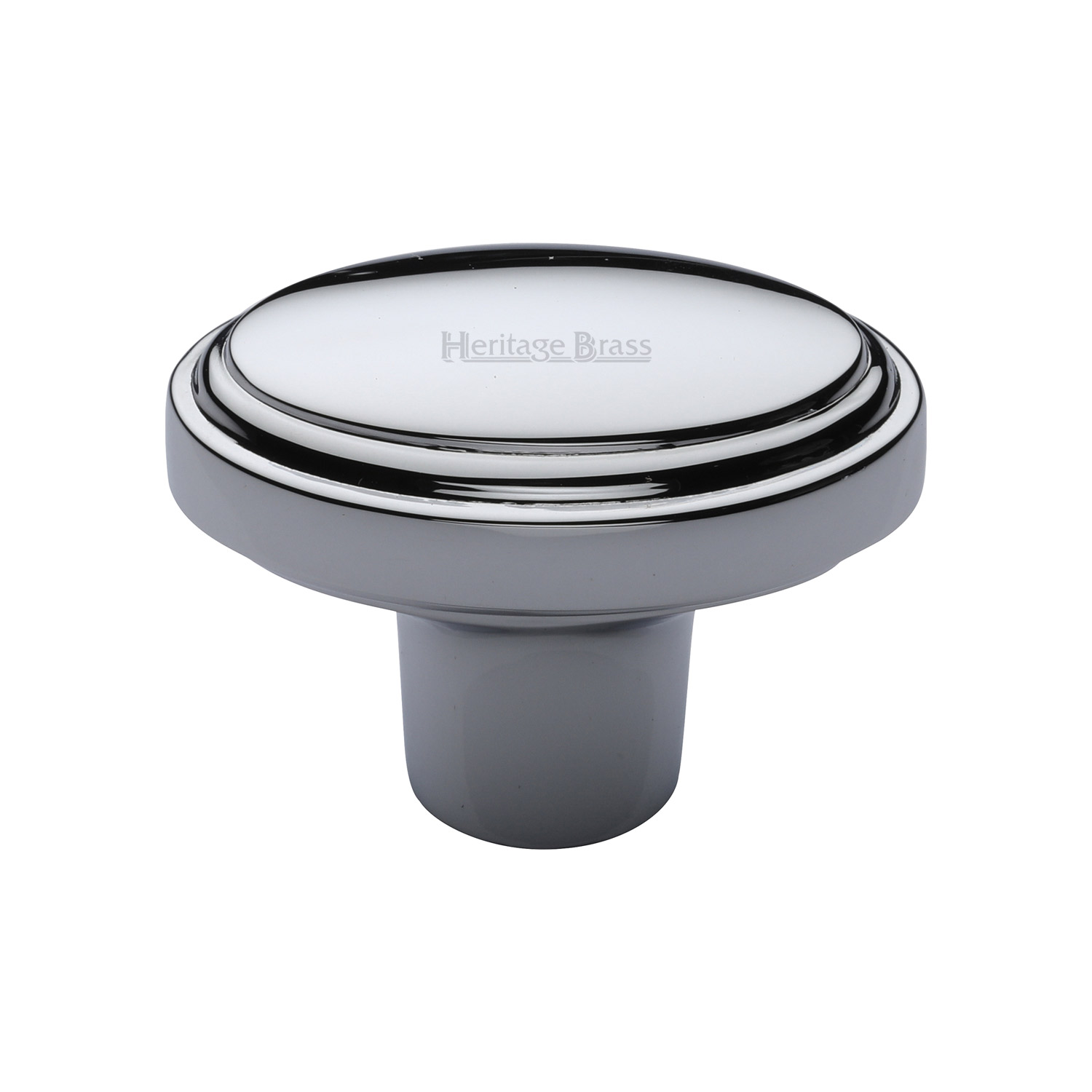 Heritage Brass Cabinet Knob Stepped Oval Design 41mm