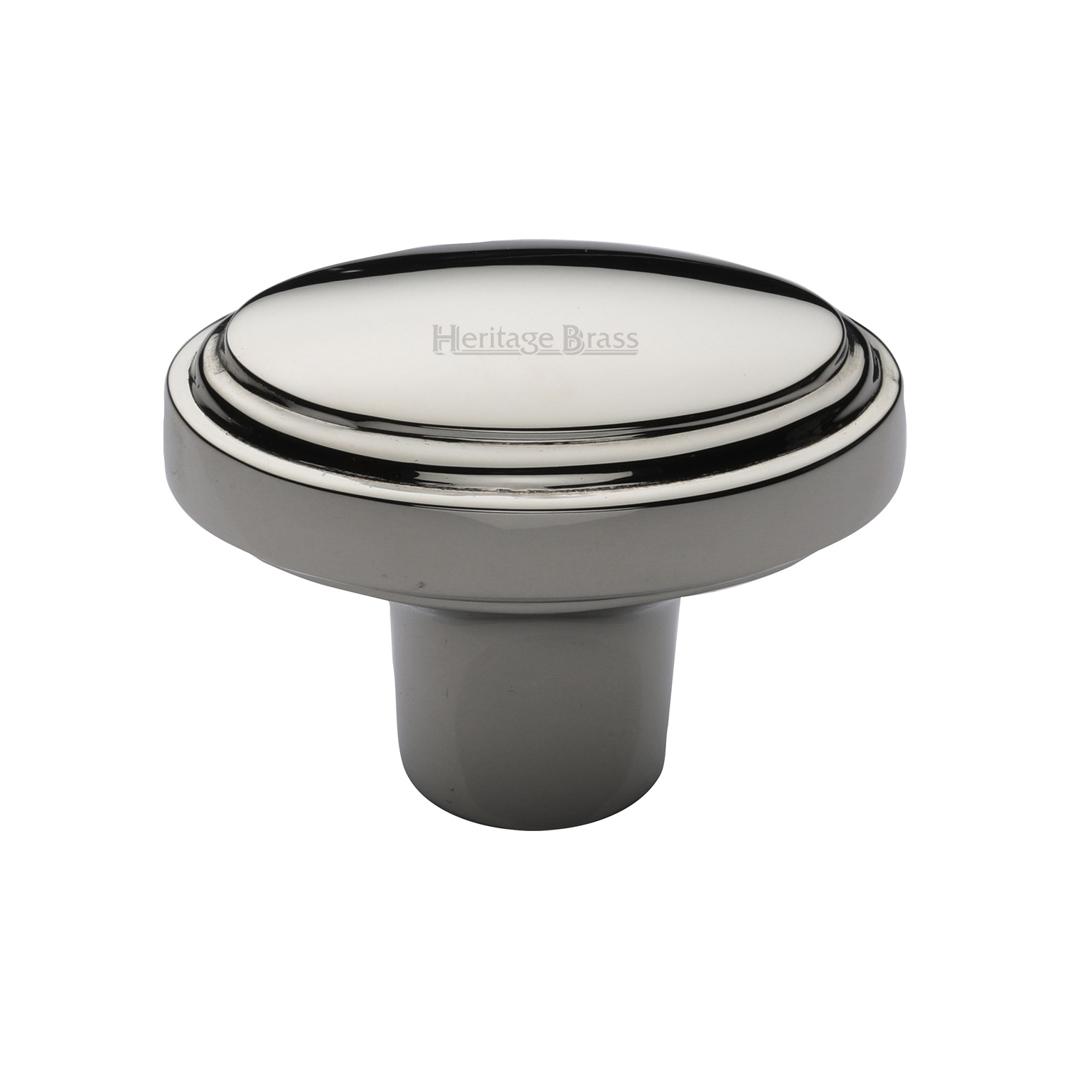 Heritage Brass Cabinet Knob Stepped Oval Design 41mm