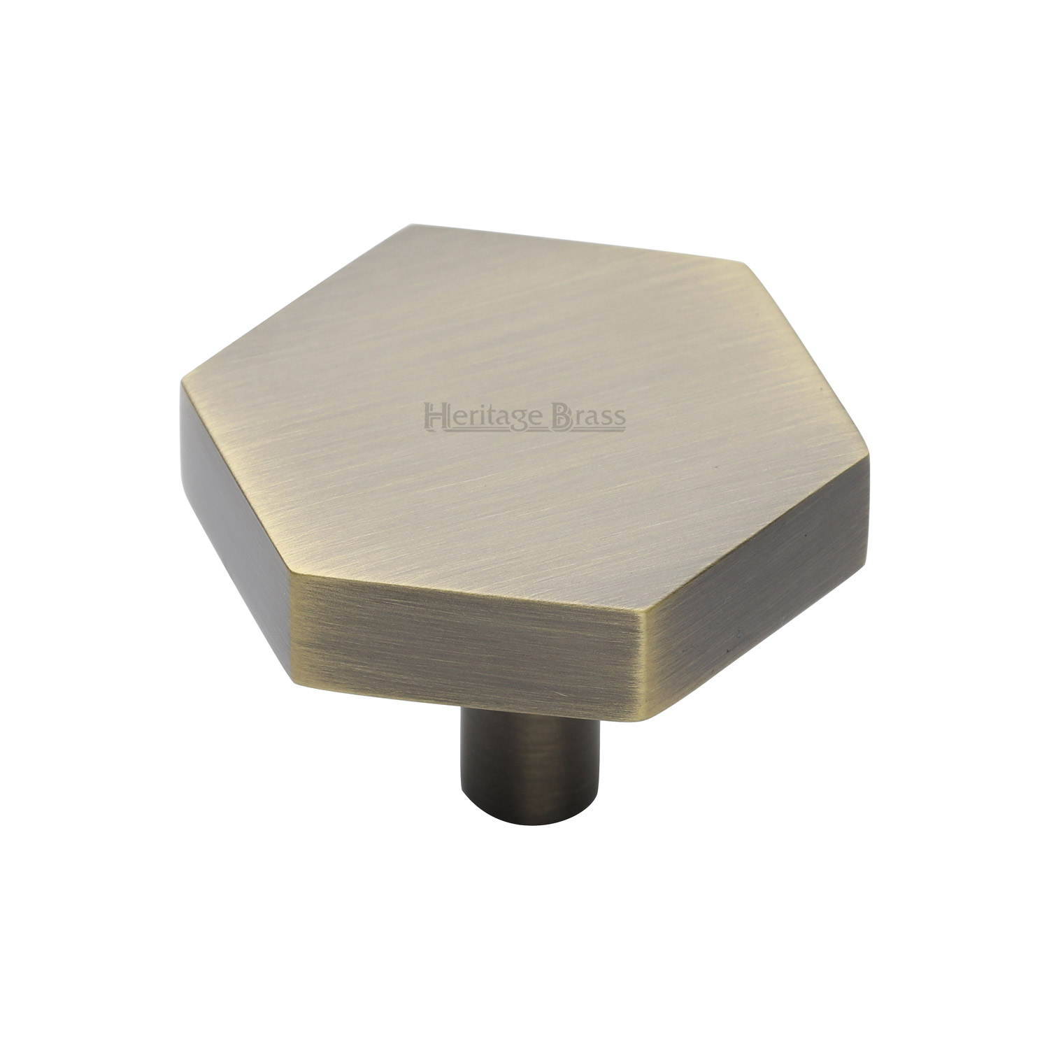 Heritage Brass Cabinet Knob Hexagon Design 38mm