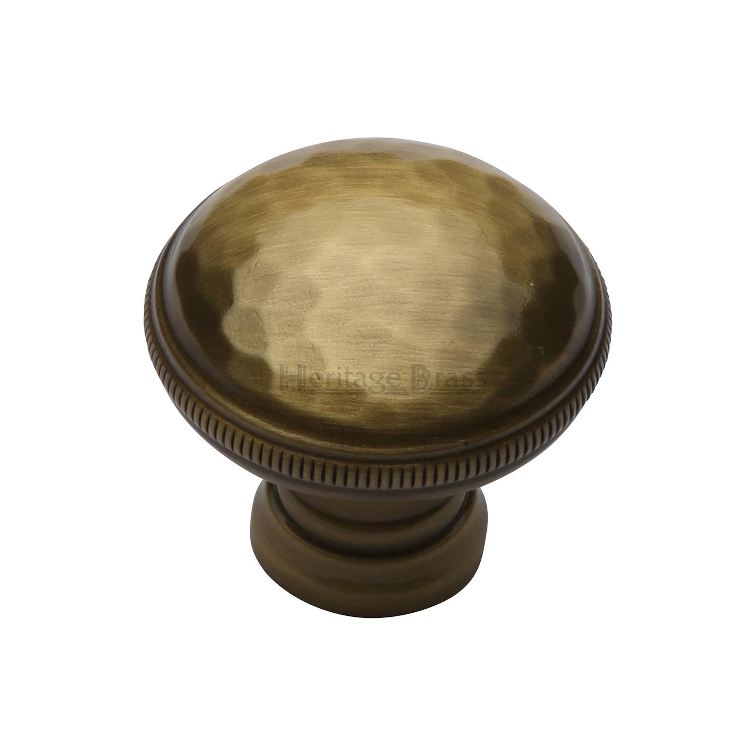 Heritage Brass Cabinet Knob Hand Beaten Design 32mm