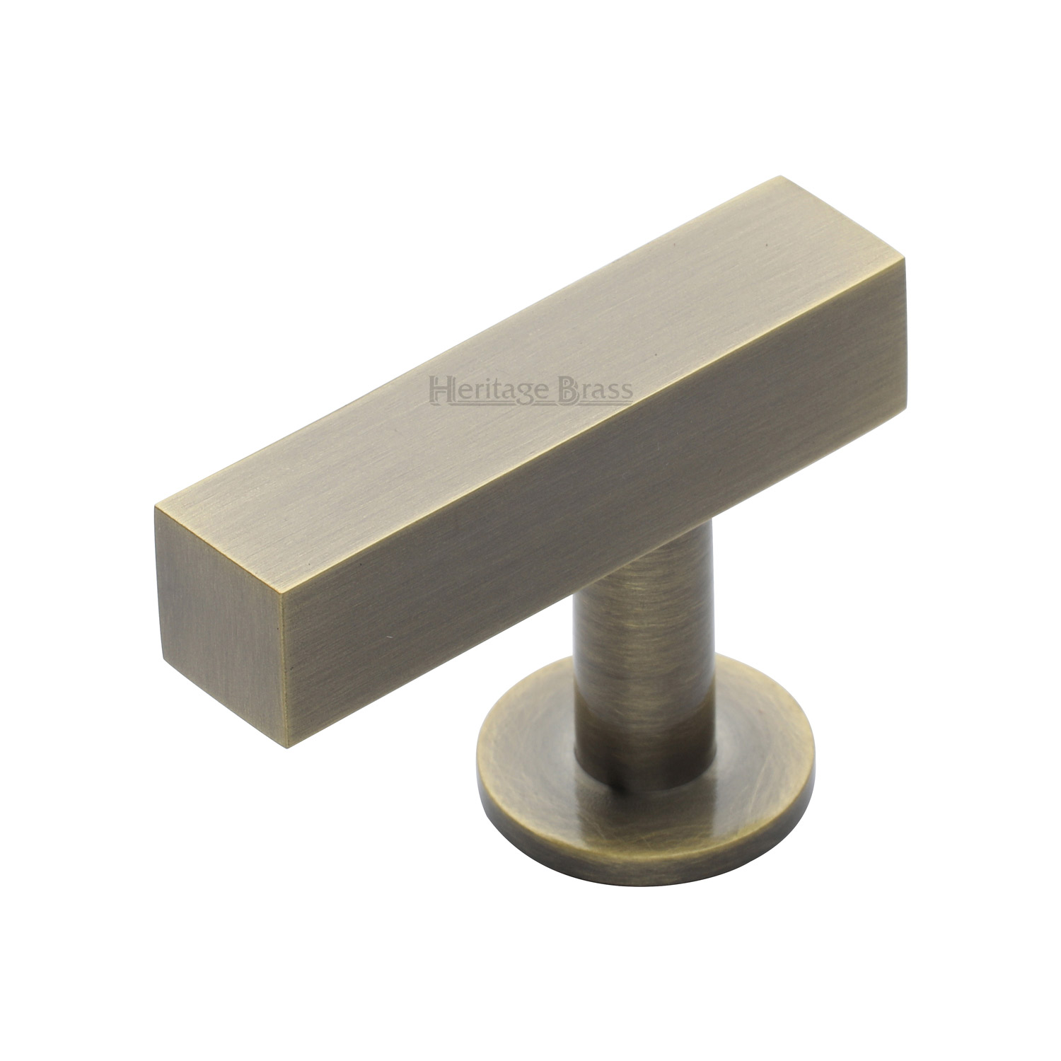 Heritage Brass Cabinet Knob Offset Square Design 44mm