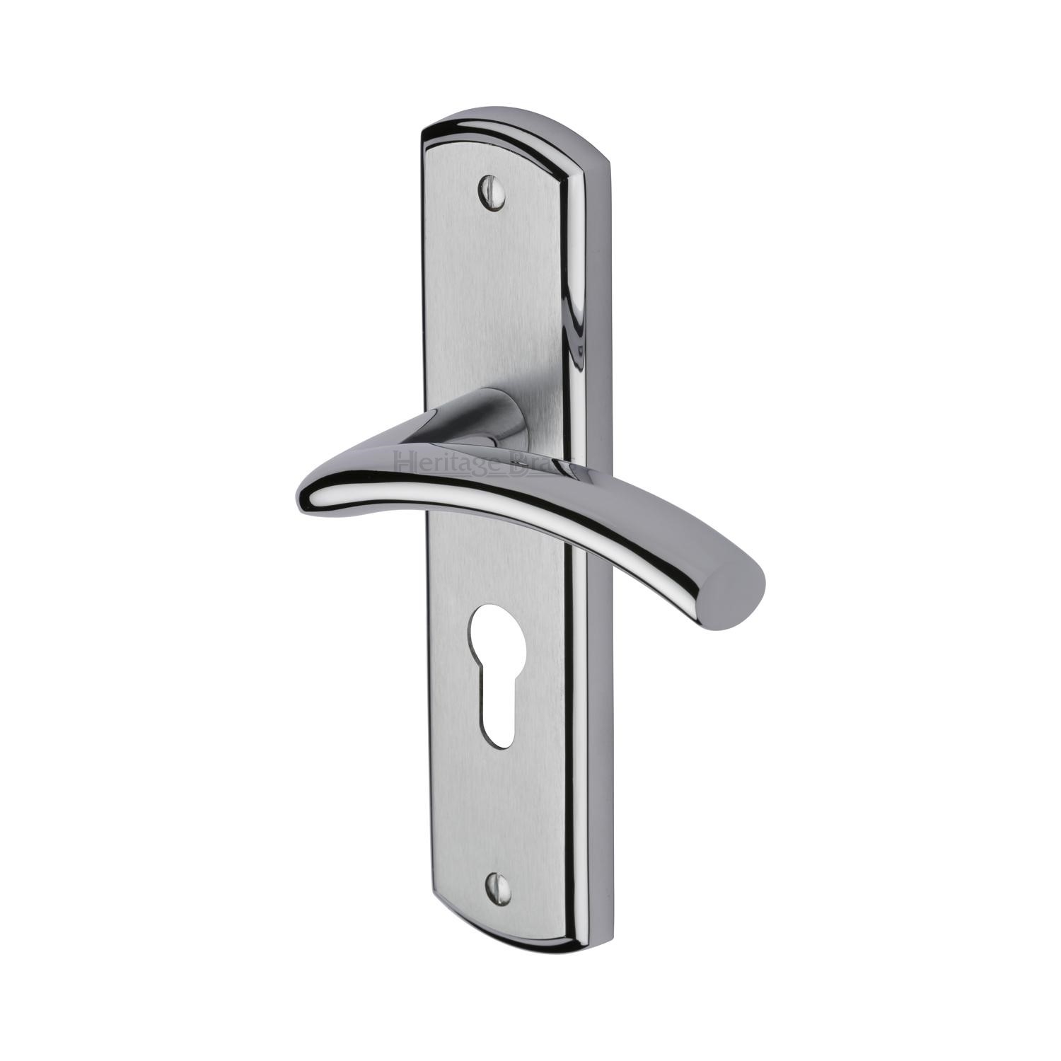 Heritage Brass Door Handle for Euro Profile Plate Centaur Design