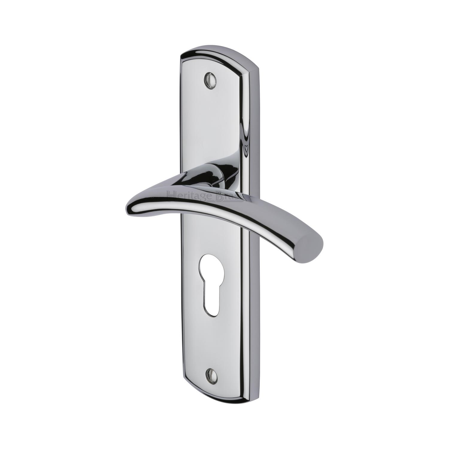 Heritage Brass Door Handle for Euro Profile Plate Centaur Design