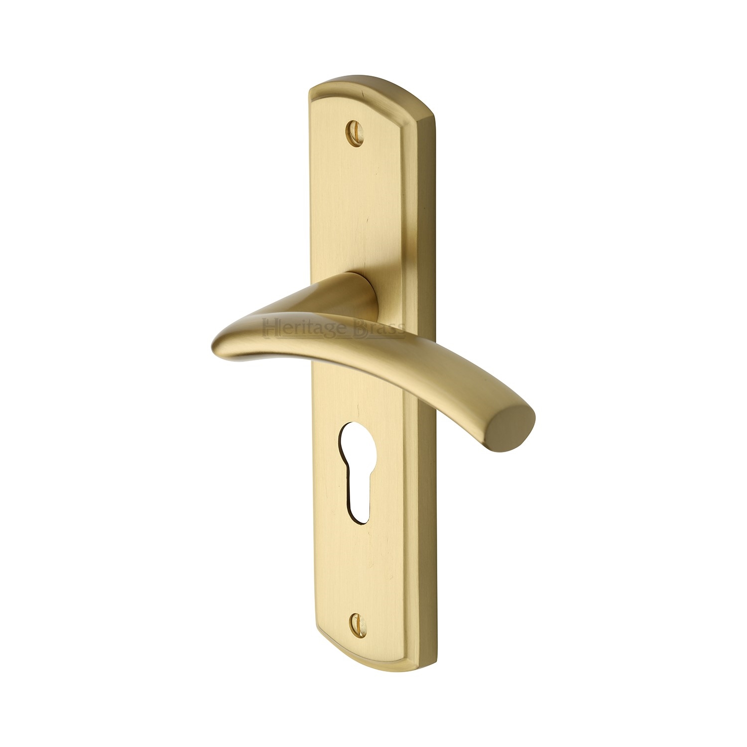 Heritage Brass Door Handle for Euro Profile Plate Centaur Design
