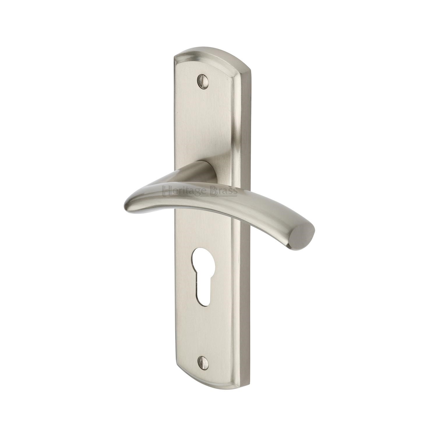 Heritage Brass Door Handle for Euro Profile Plate Centaur Design