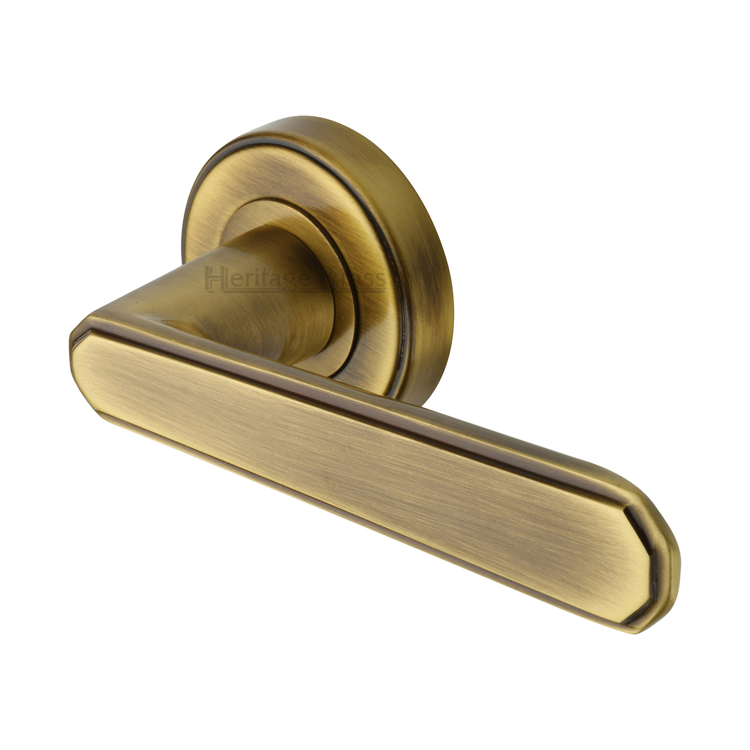 Heritage Brass Door Handle Lever Latch on Round Rose Century Design
