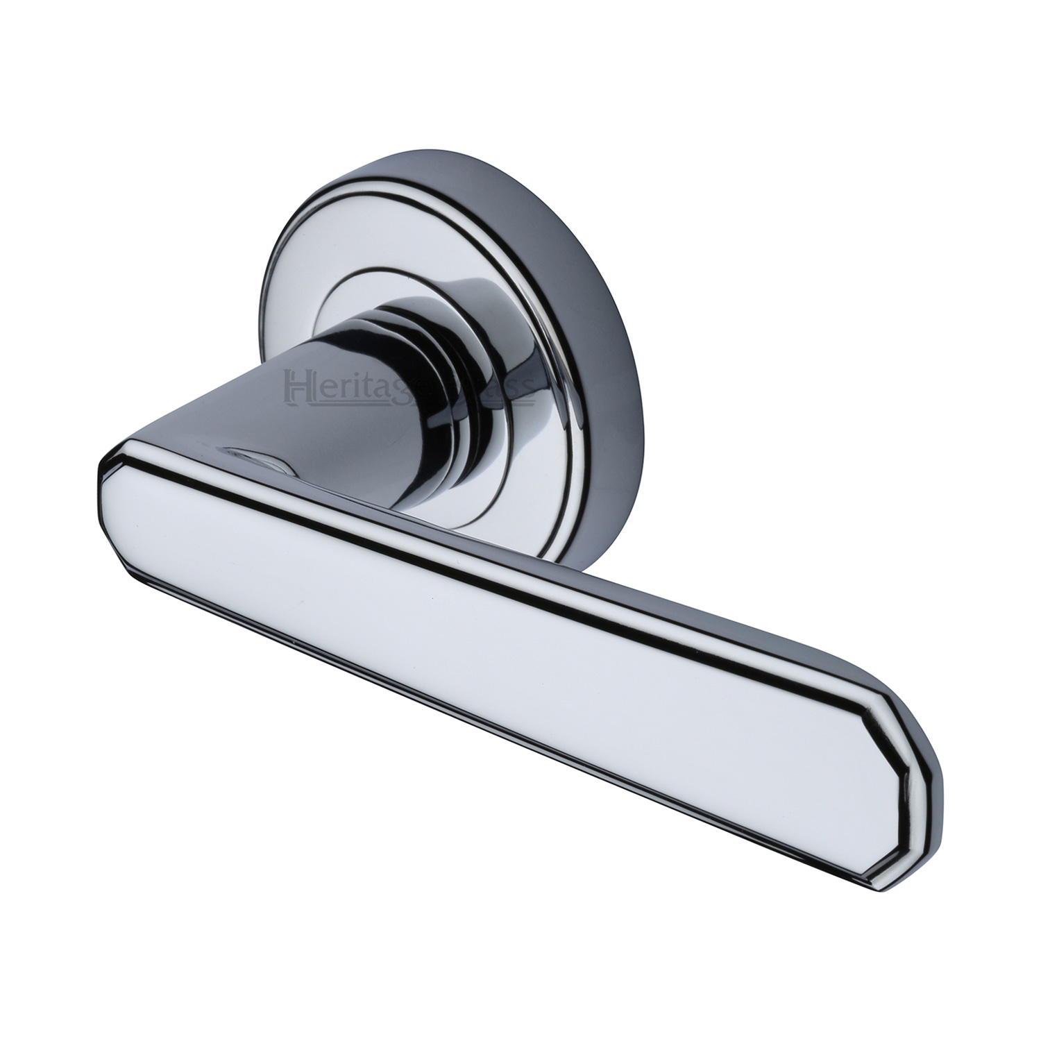 Heritage Brass Door Handle Lever Latch on Round Rose Century Design