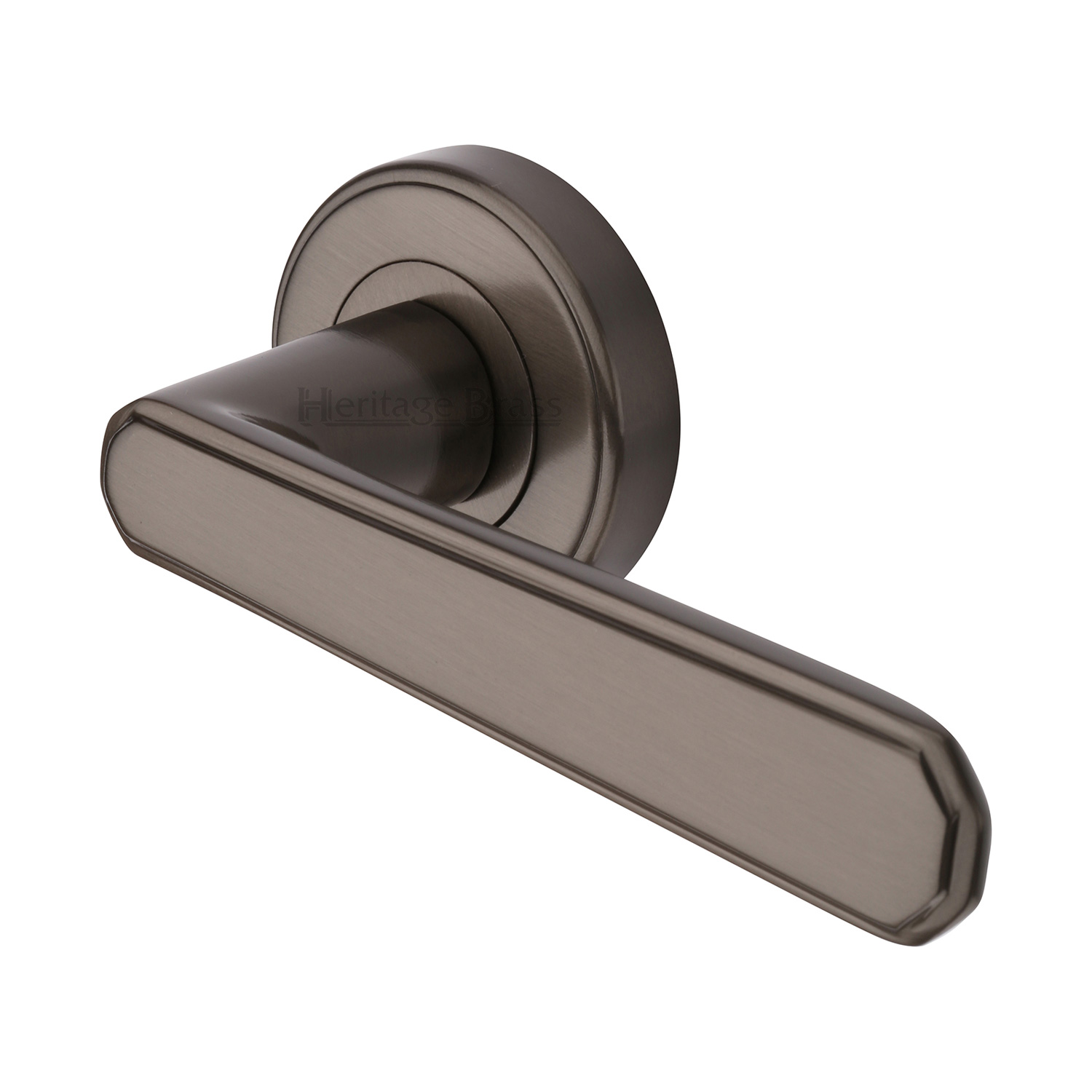 Heritage Brass Door Handle Lever Latch on Round Rose Century Design