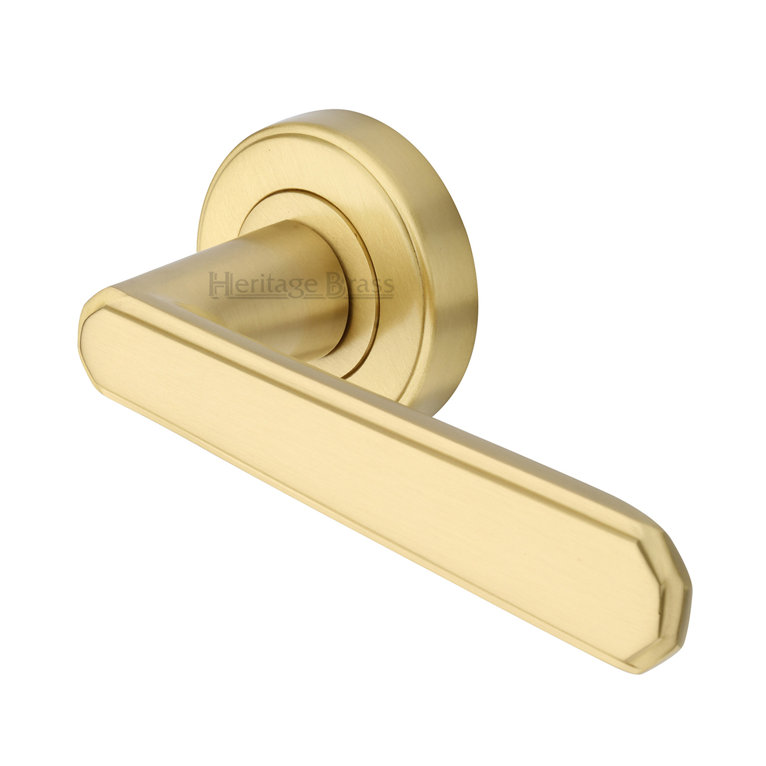 Heritage Brass Door Handle Lever Latch on Round Rose Century Design