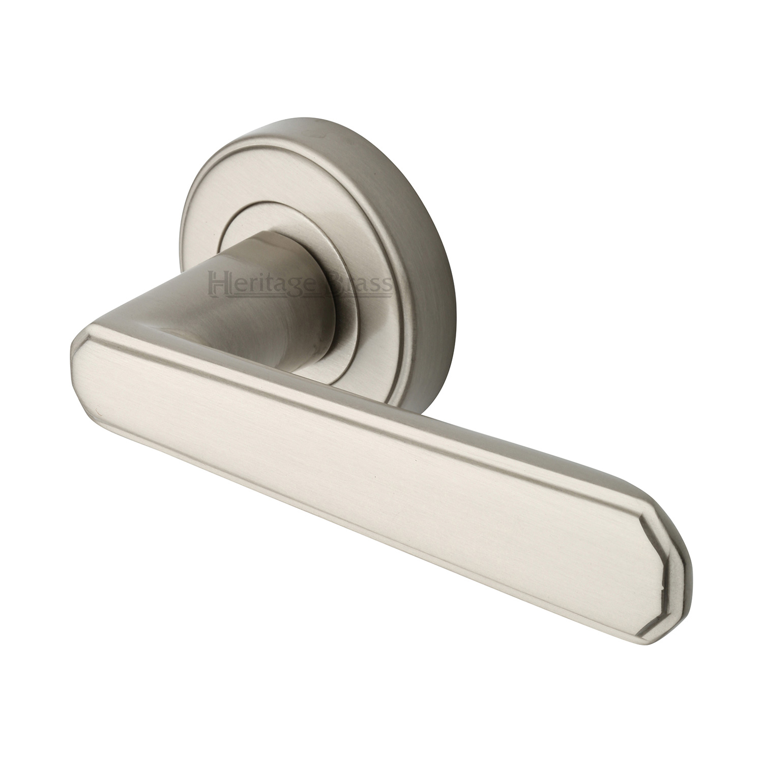 Heritage Brass Door Handle Lever Latch on Round Rose Century Design
