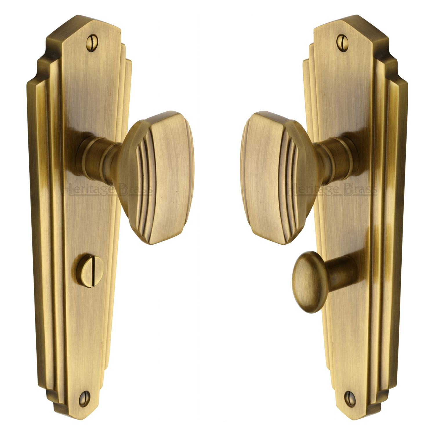 Heritage Brass Mortice Knob on Bathroom Plate Charlston Design