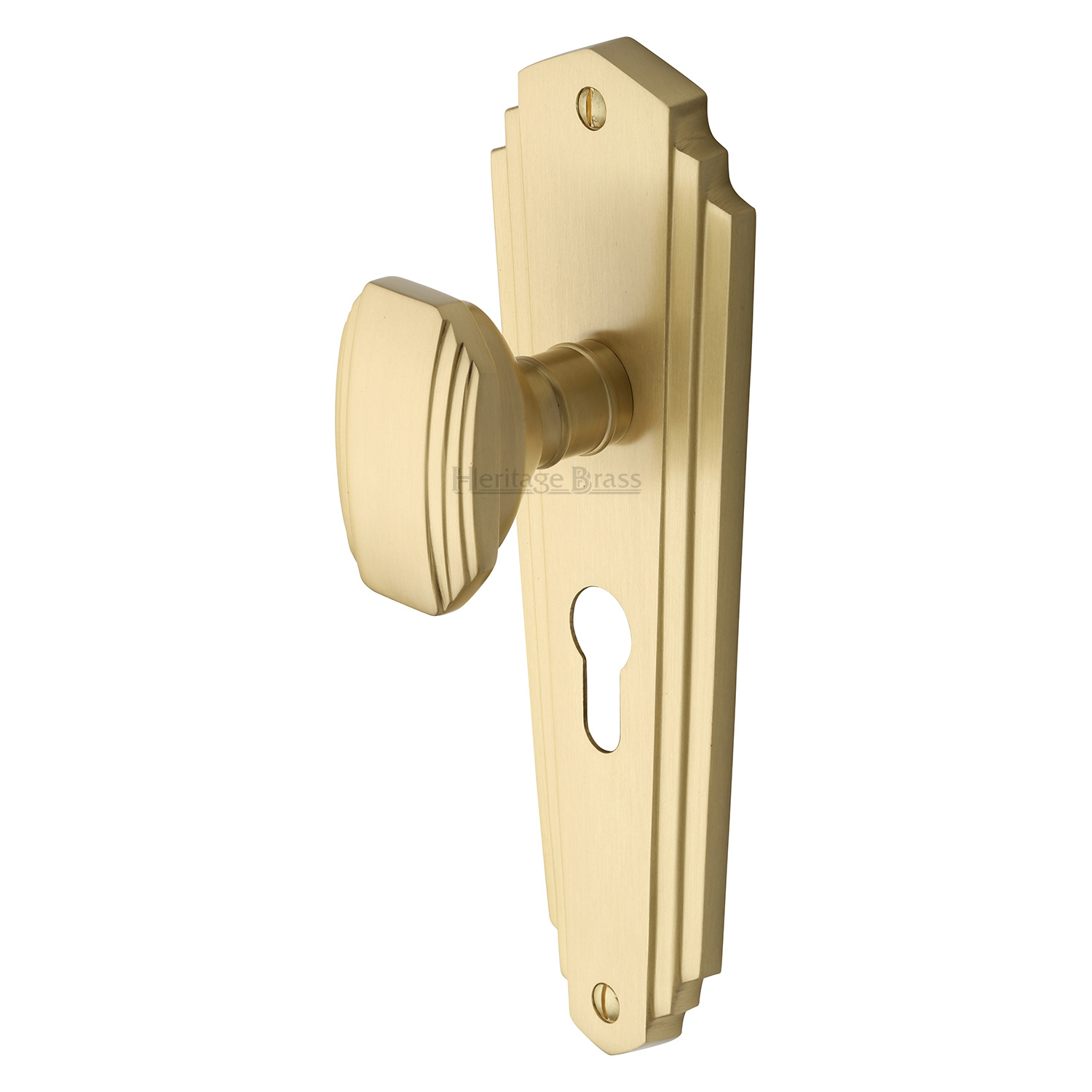 Heritage Brass Mortice Knob on Euro Profile Plate Charlston Design