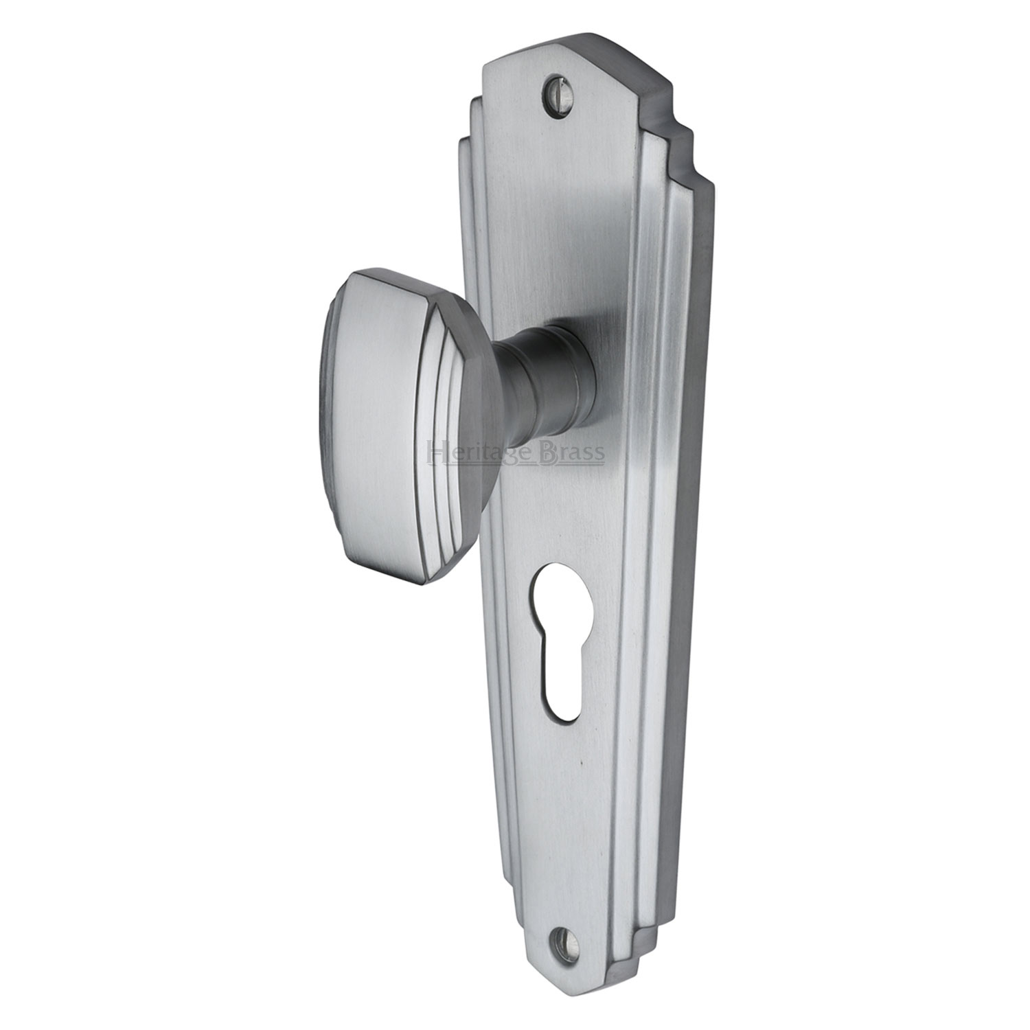 Heritage Brass Mortice Knob on Euro Profile Plate Charlston Design