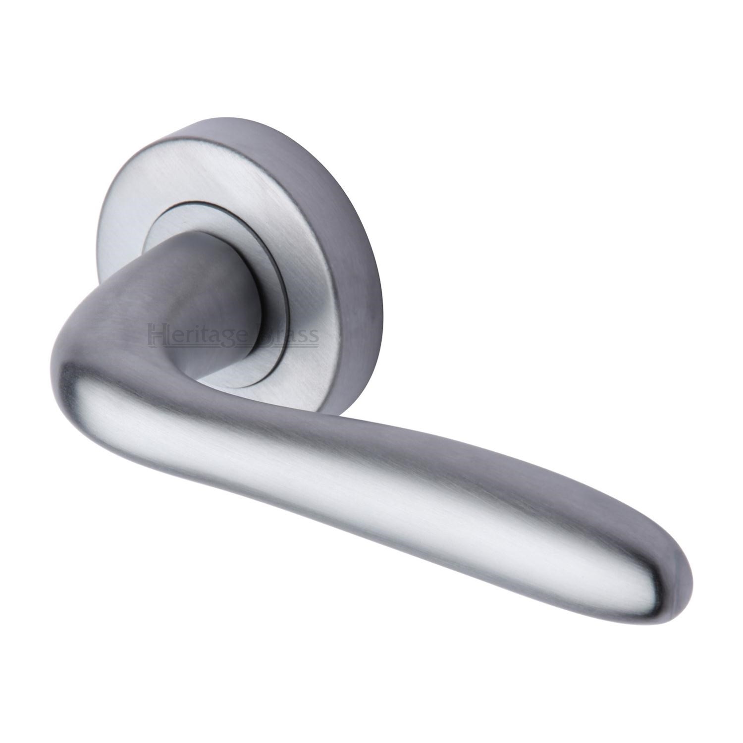 Heritage Brass Door Handle Lever Latch on Round Rose Columbus Design