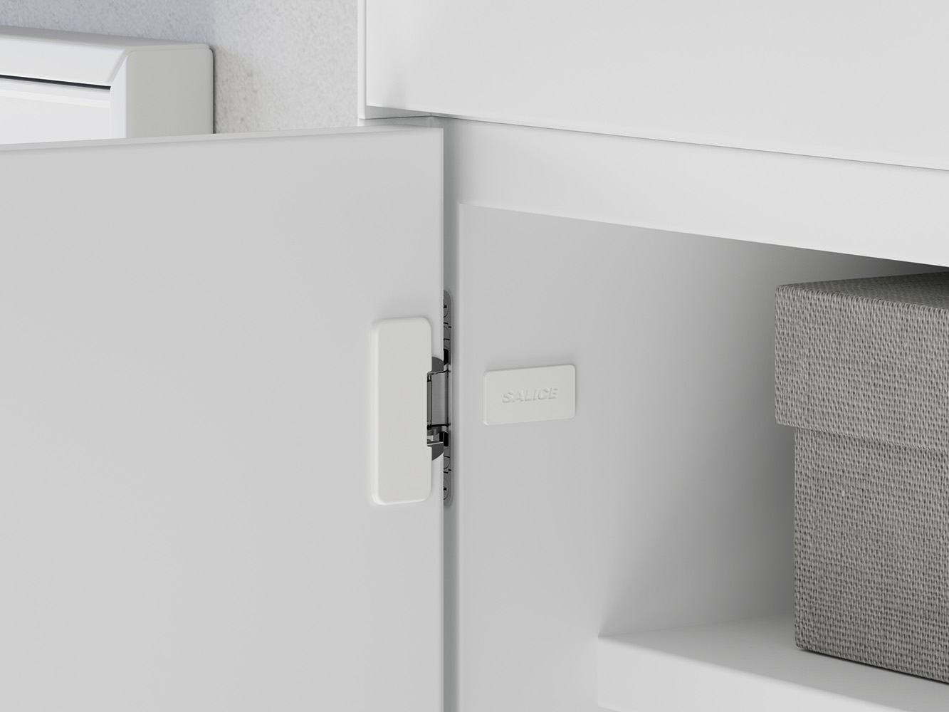 Salice Conecta Hidden Soft Close 94° Hinge, For Wooden Doors - Full Overlay - Nickel