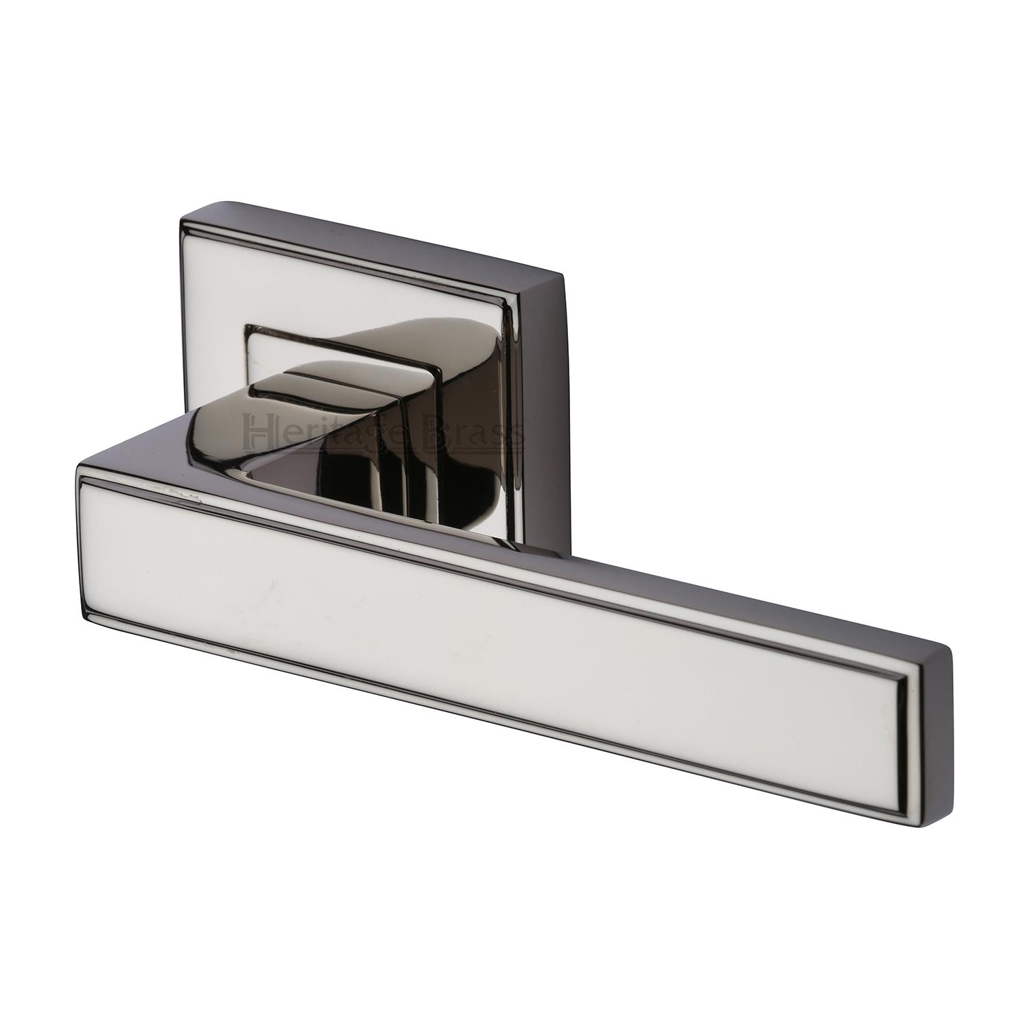 Heritage Brass Door Handle Lever Latch on Square Rose Linear SQ Design
