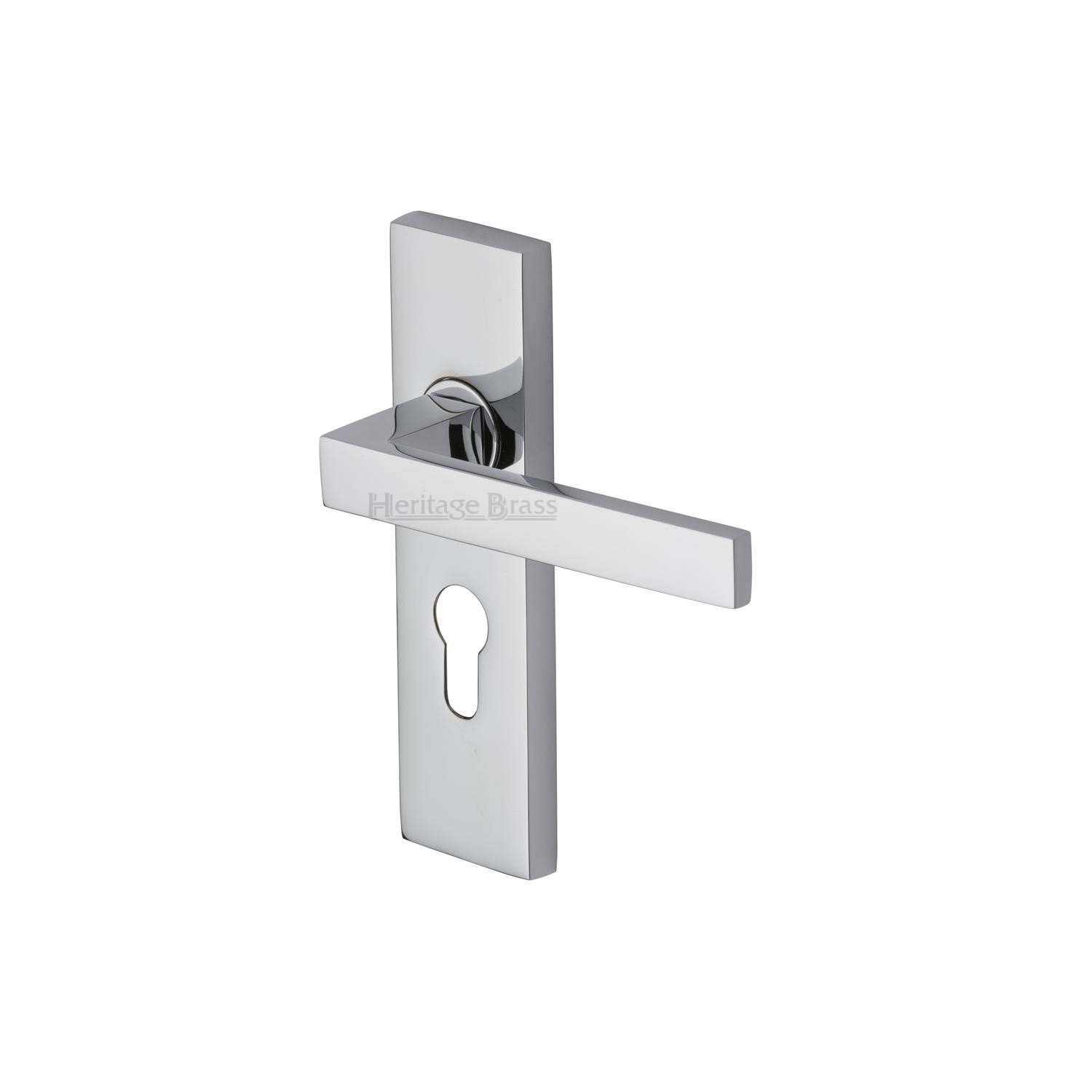 Heritage Brass Door Handle for Euro Profile Plate Delta Design