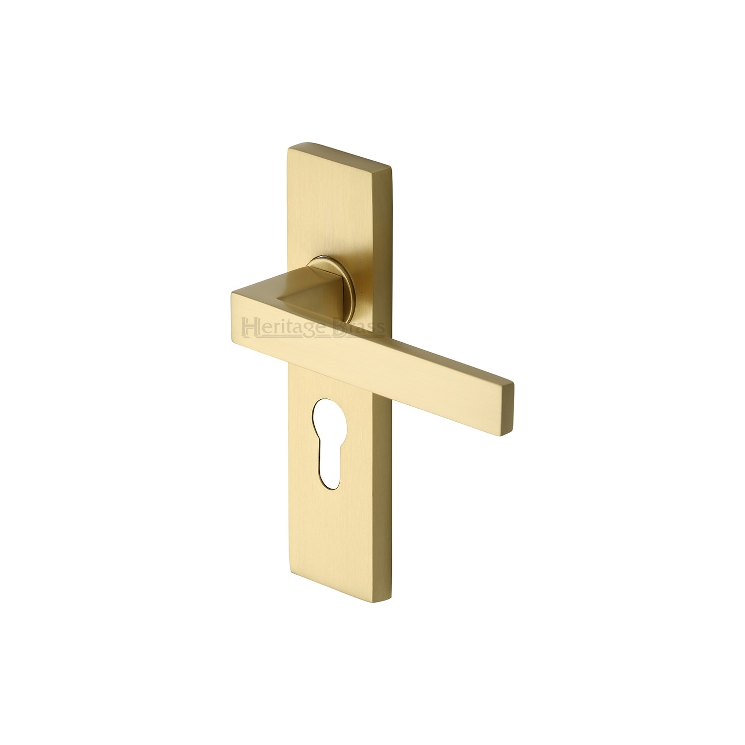 Heritage Brass Door Handle for Euro Profile Plate Delta Design