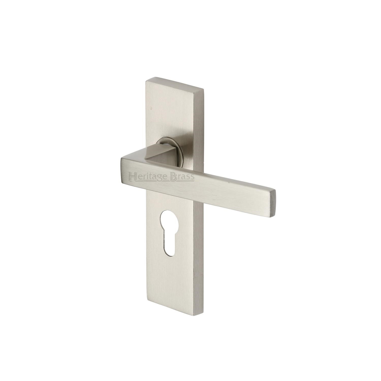 Heritage Brass Door Handle for Euro Profile Plate Delta Design