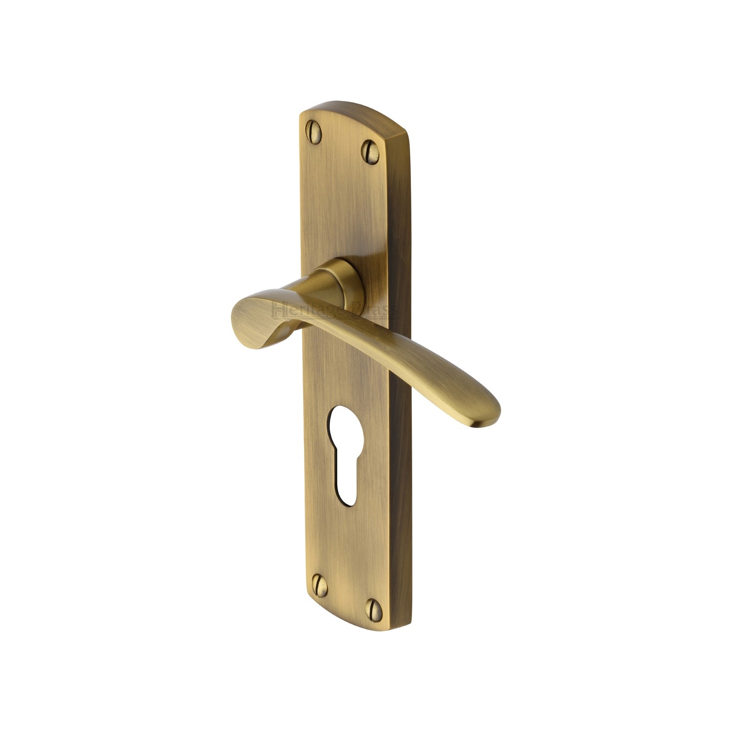 Heritage Brass Door Handle for Euro Profile Plate Diplomat Design